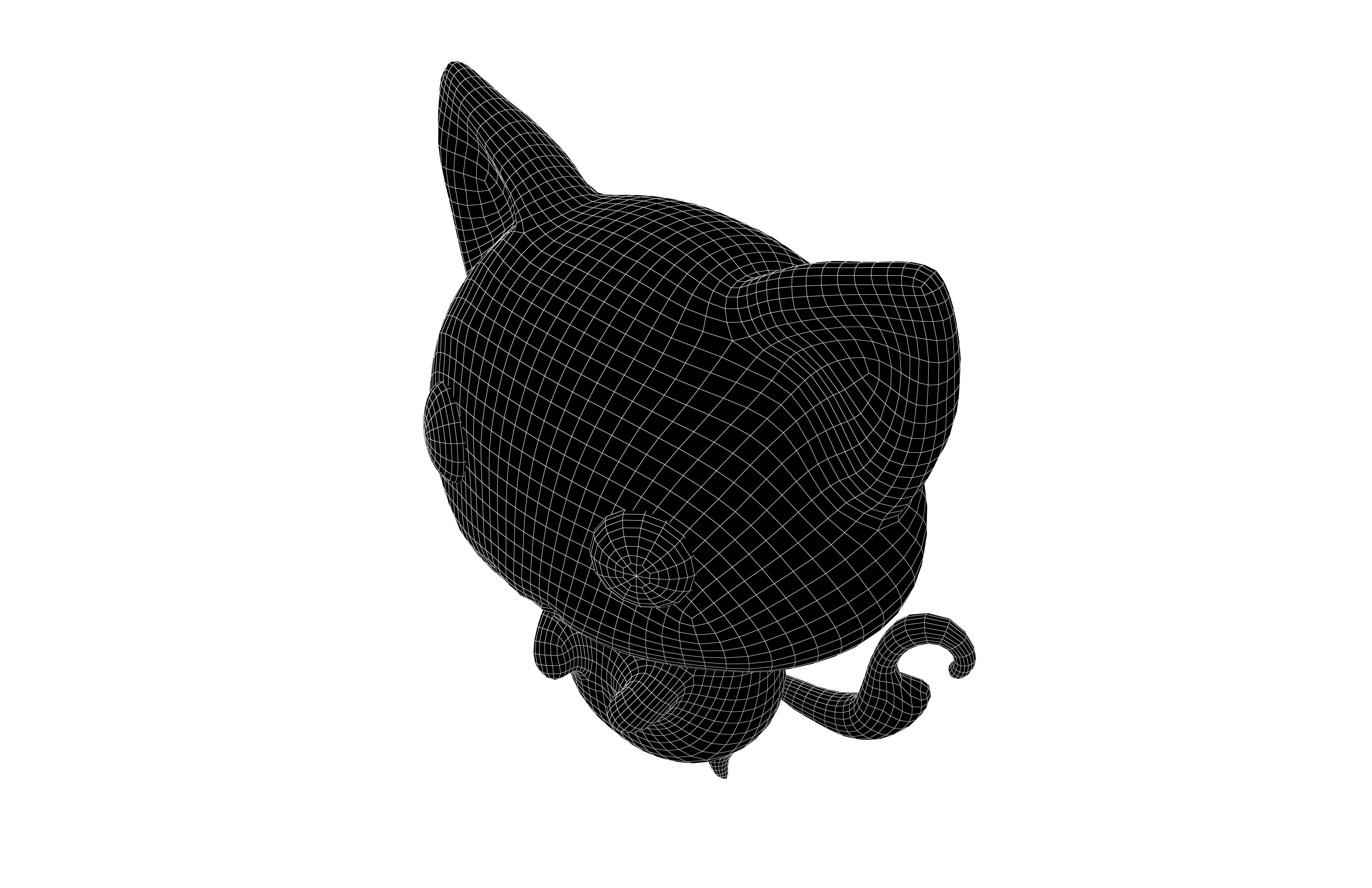 Double Tail Cat Ghost Character v1 005 Low-poly 3D model_7