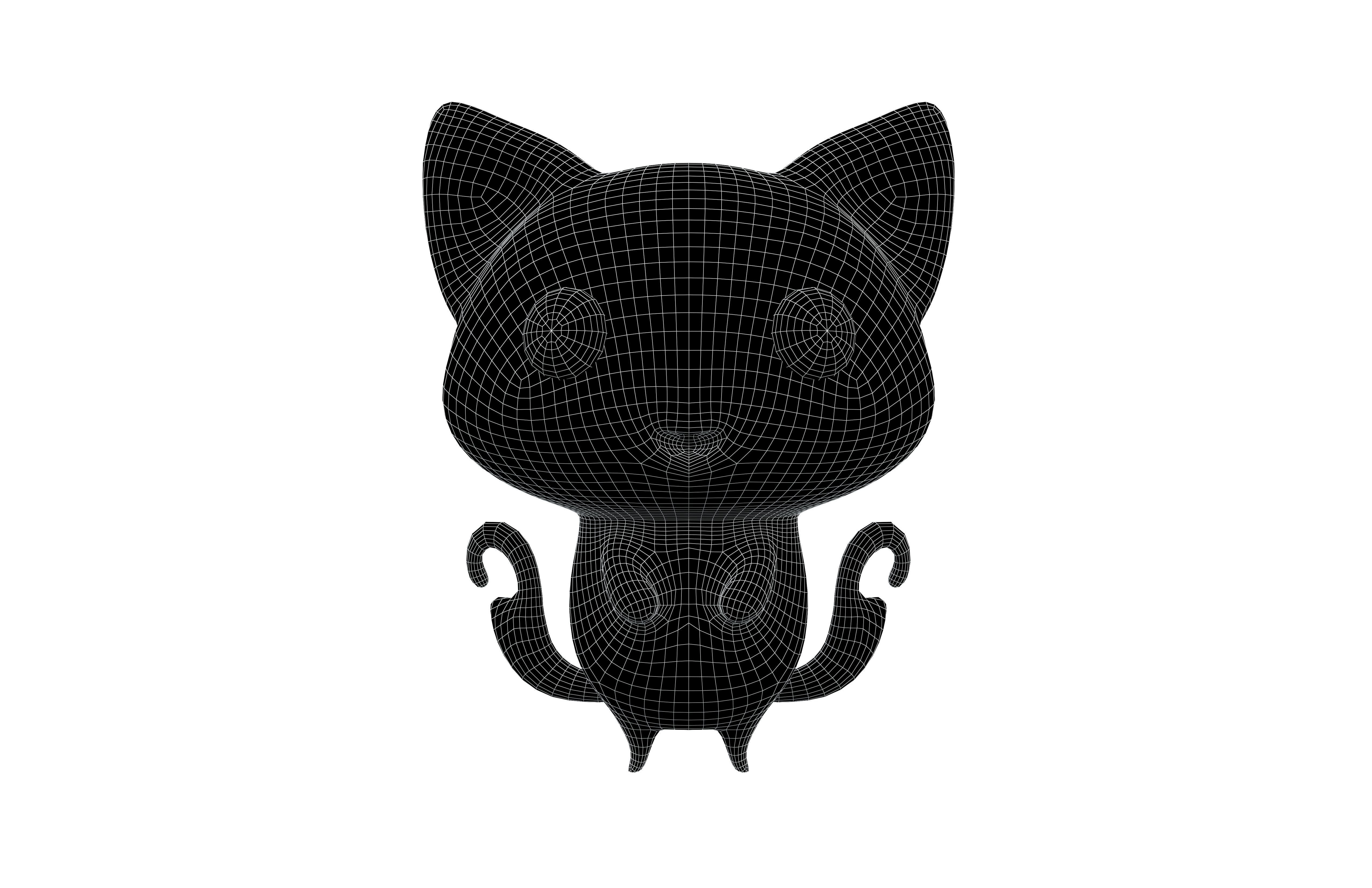 Double Tail Cat Ghost Character v1 005 Low-poly 3D model_4