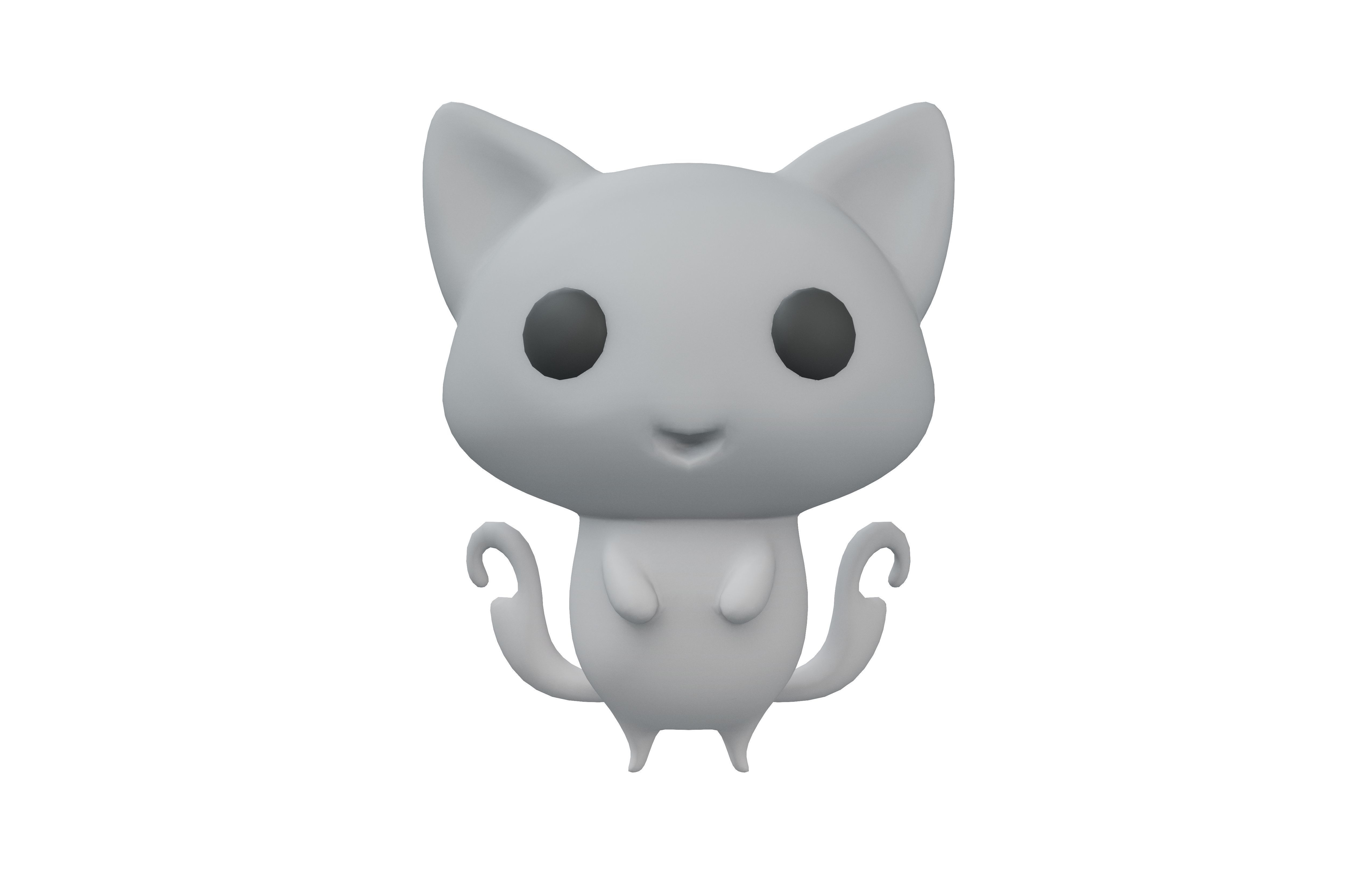 Double Tail Cat Ghost Character v1 005 Low-poly 3D model_2