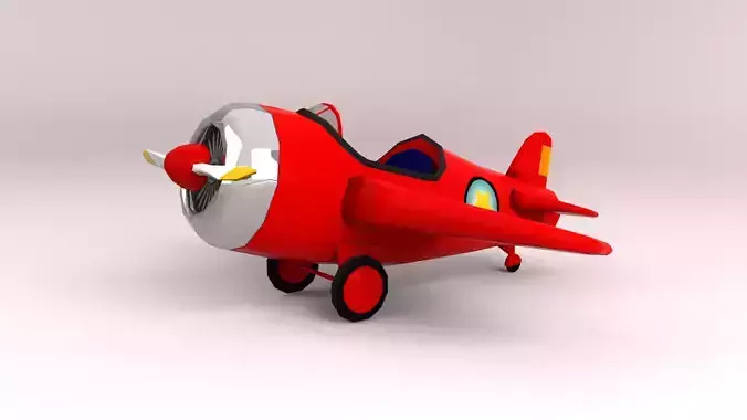 Rigged Cartoon Plane Low-poly