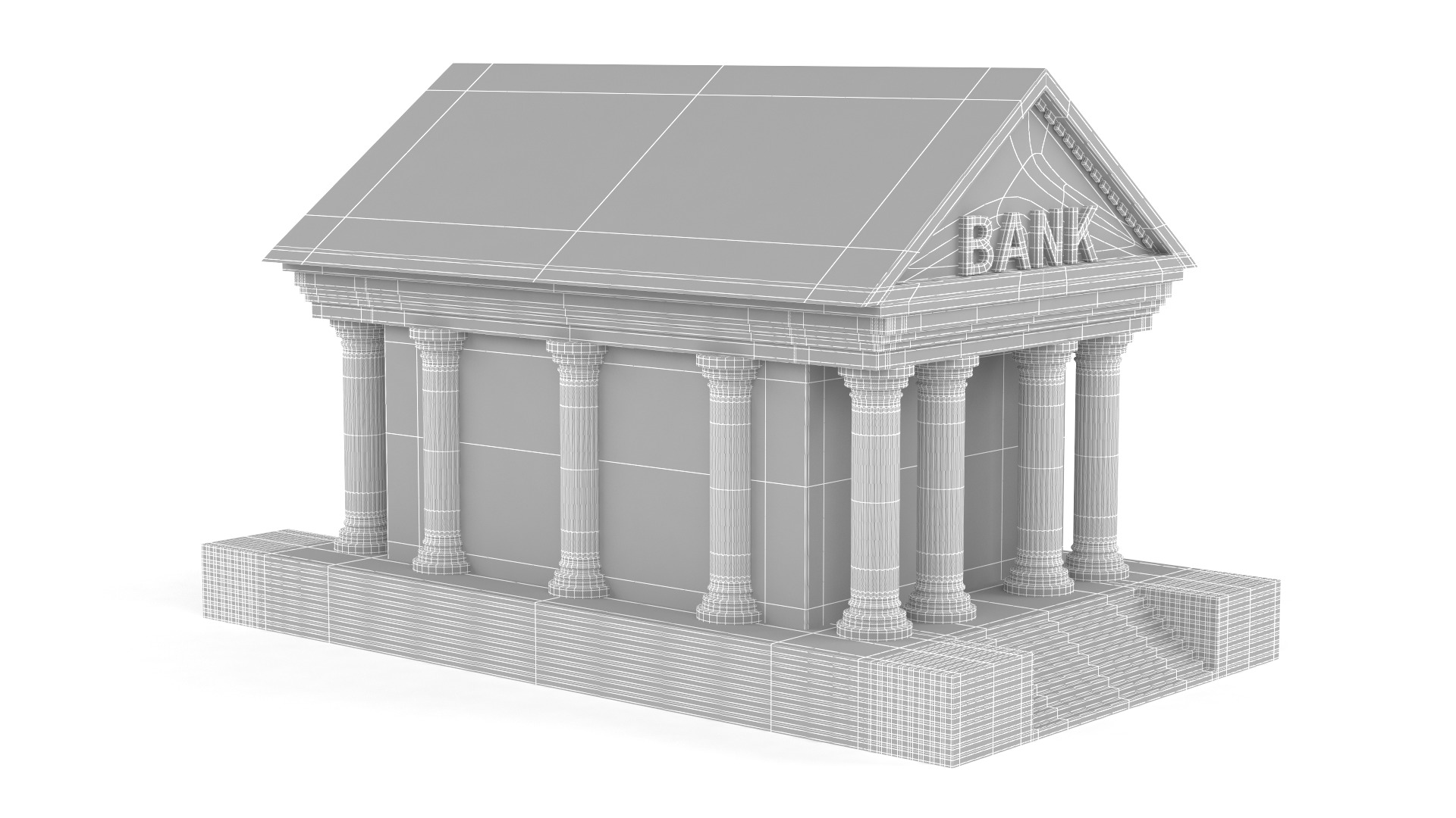 Bank Building Symbol 3D model_7