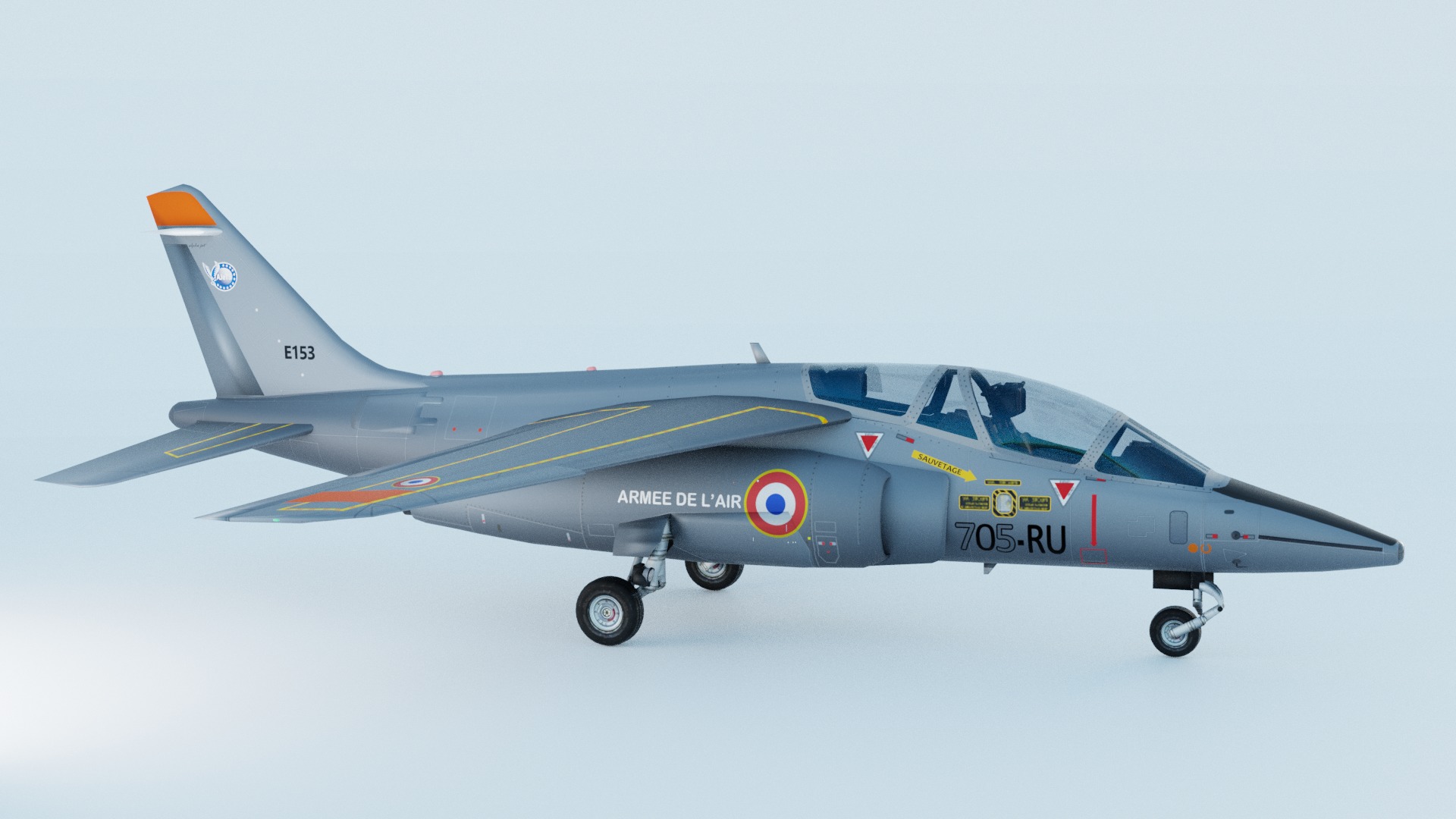Dassault Alpha Jet E153705-RU - French Air Force Low-poly 3D model_2