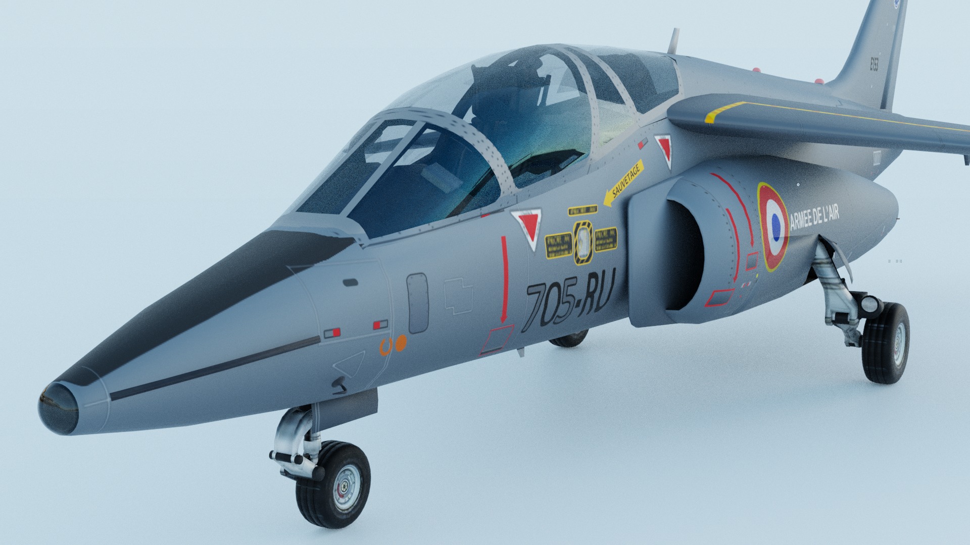 Dassault Alpha Jet E153705-RU - French Air Force Low-poly 3D model_4