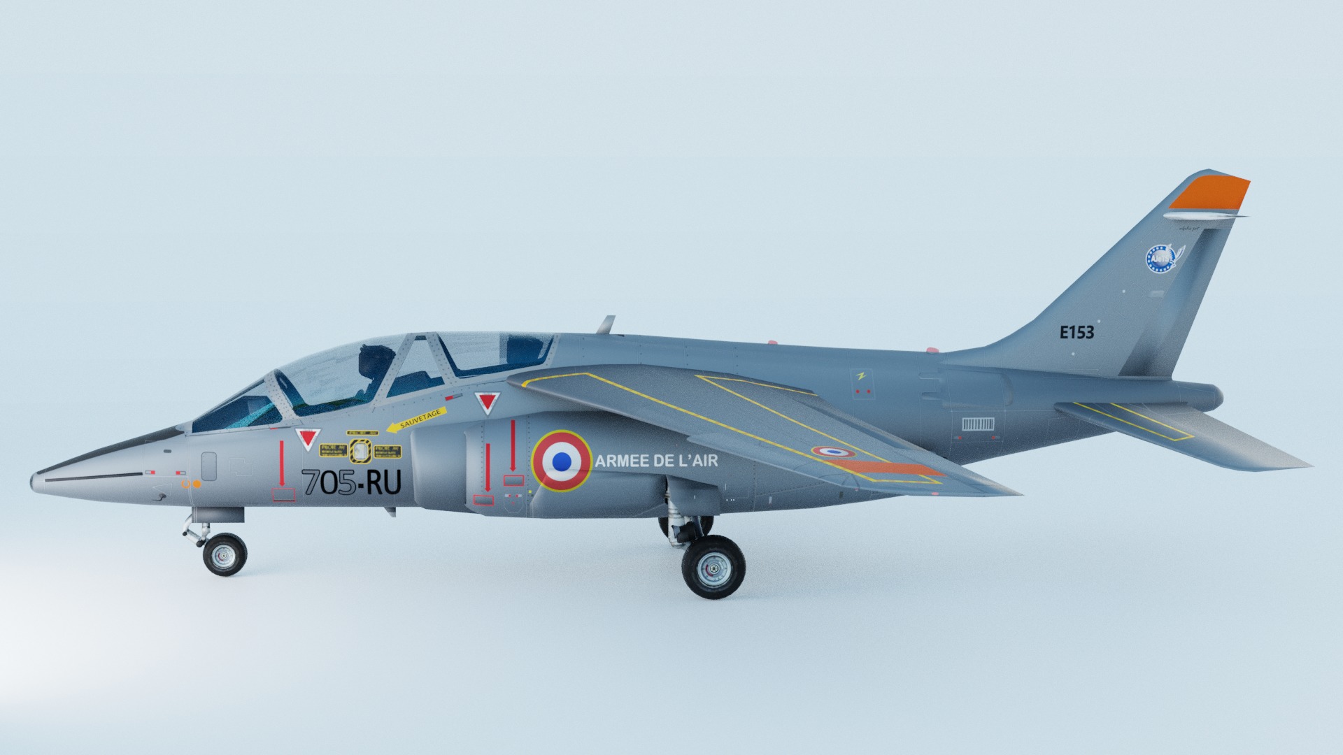 Dassault Alpha Jet E153705-RU - French Air Force Low-poly 3D model_1