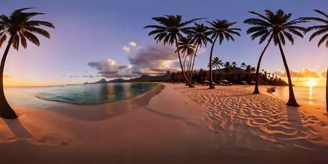 8K HDR Tranquil Tropical Beach Background 3D model