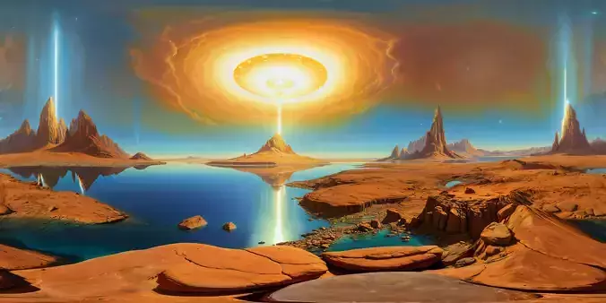 8K HDR Tranquil Alien Oasis Bacakground 3D model