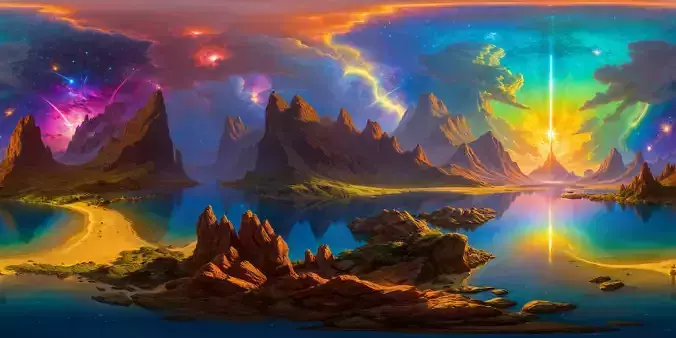 8K HDR Tranquil Alien Lake Background 3D model