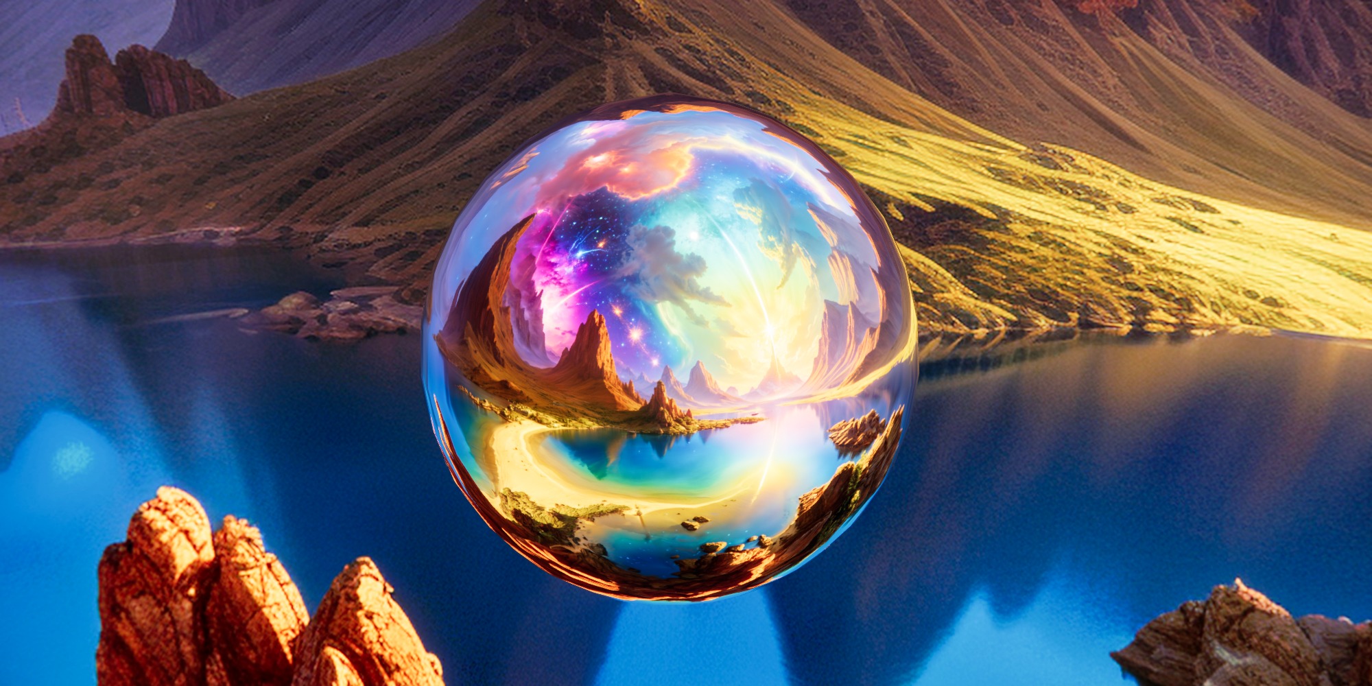 8K HDR Tranquil Alien Lake Background 3D model_2