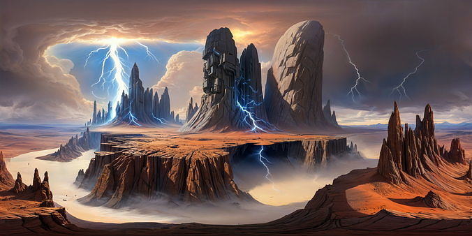 8K HDR Surreal Alien Landscape Background 3D model
