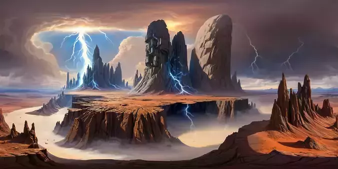 8K HDR Surreal Alien Landscape Background