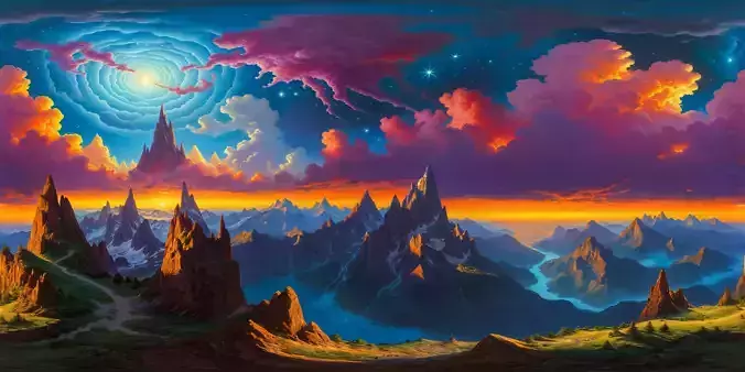 8K HDR Surreal Alien Landscape Background 3D model