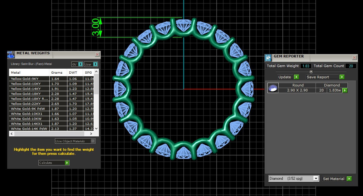 U Shaped Eternity Ring 2 point 8 mm stone size swiss 9 and EU49 3D print model_3