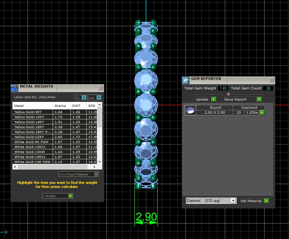 U Shaped Eternity Ring 2 point 8 mm stone size swiss 9 and EU49 3D print model_4