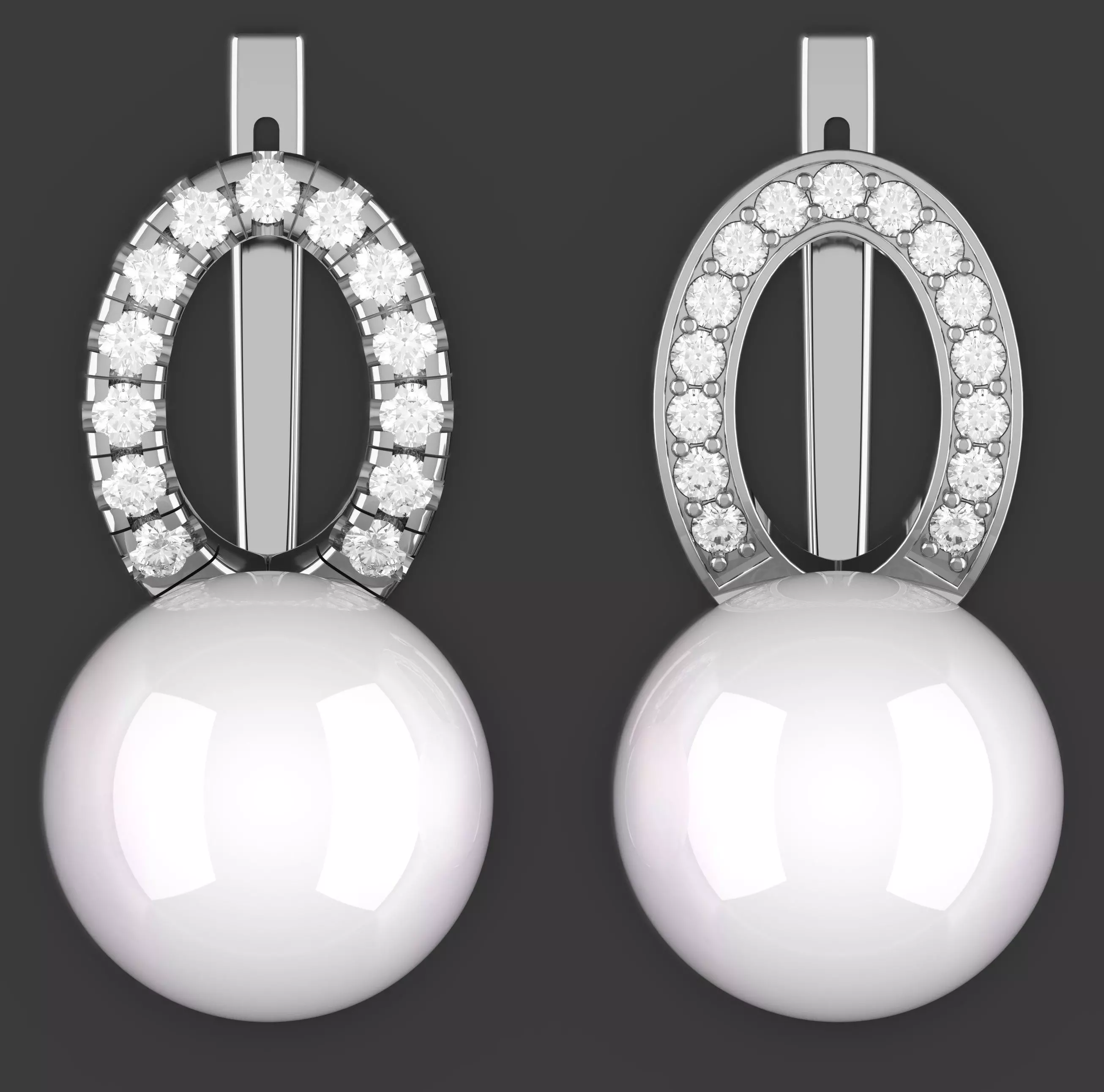 Pearl Earrings 3D print model_5