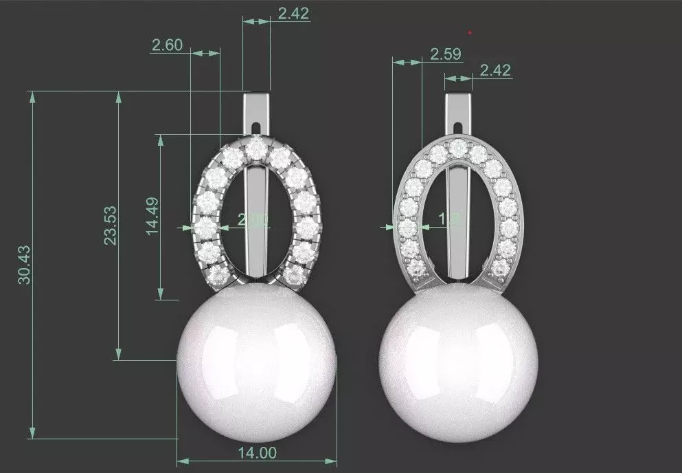 Pearl Earrings 3D print model_4