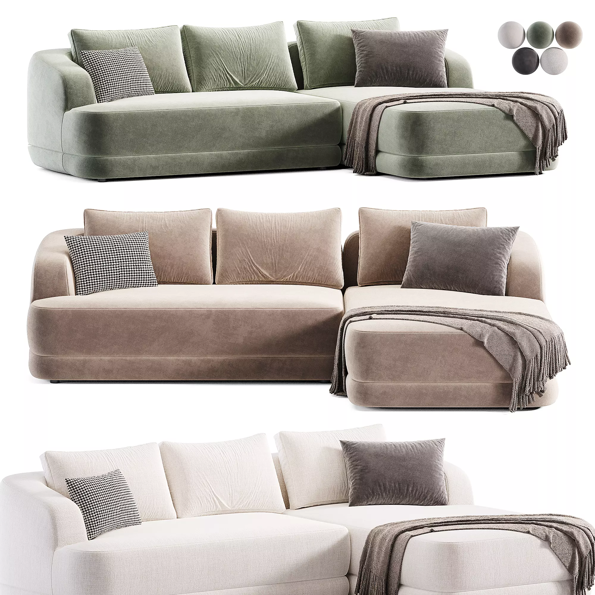  Louis performance boucle sectional sofa Low-poly 3D model_0