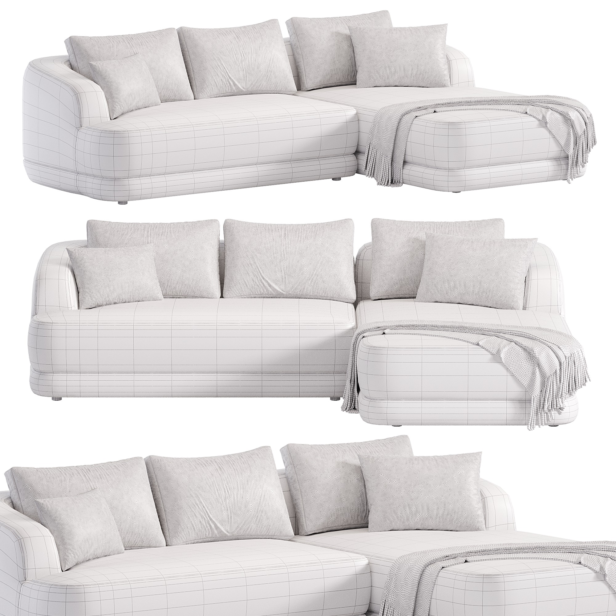  Louis performance boucle sectional sofa Low-poly 3D model_4