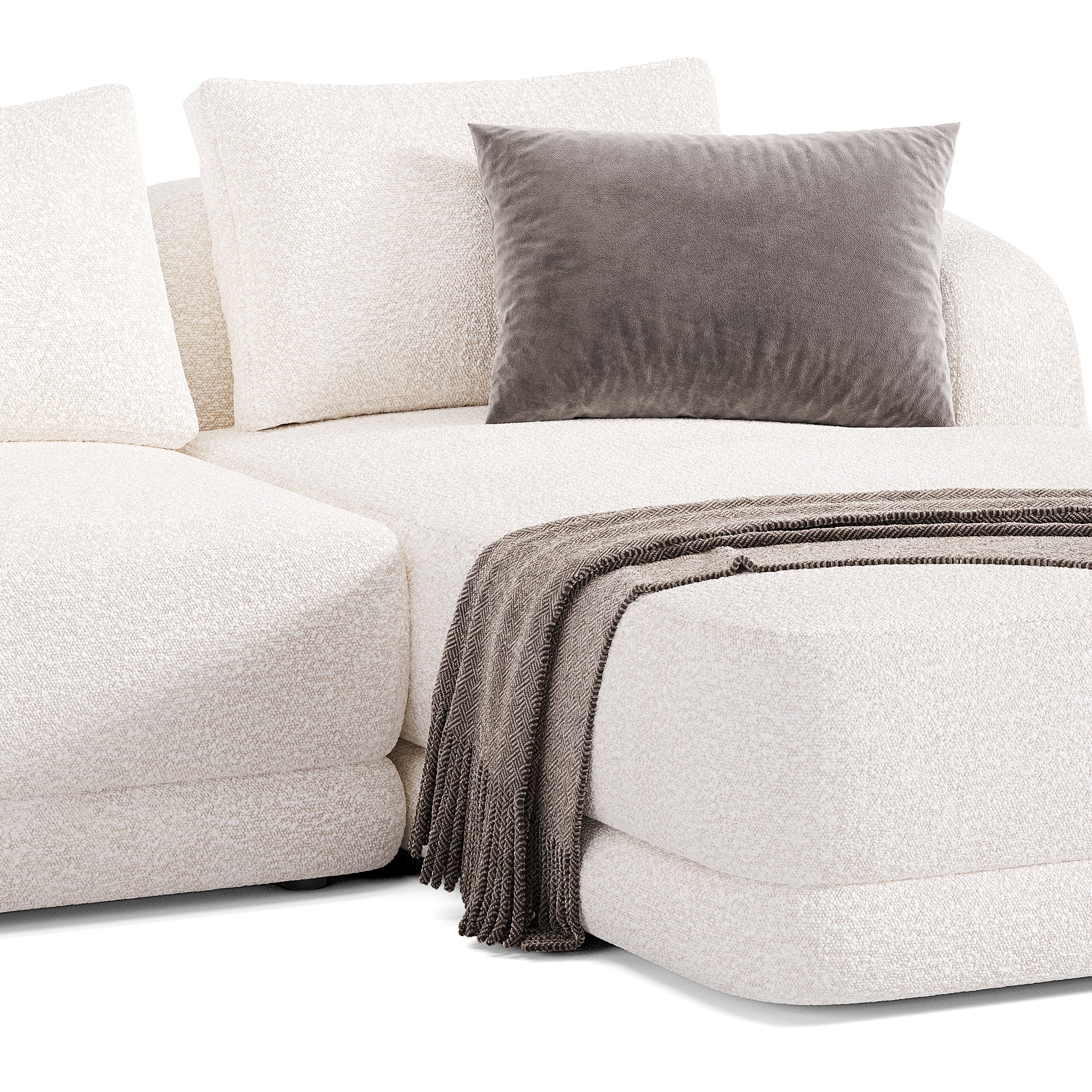  Louis performance boucle sectional sofa Low-poly 3D model_3