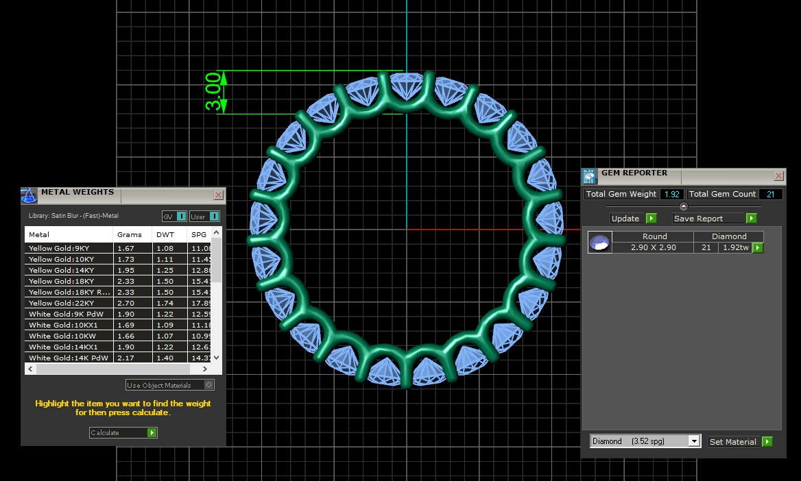 U Shaped Eternity Ring 2 point 9 mm stone size swiss 10 and EU50 3D print model_3
