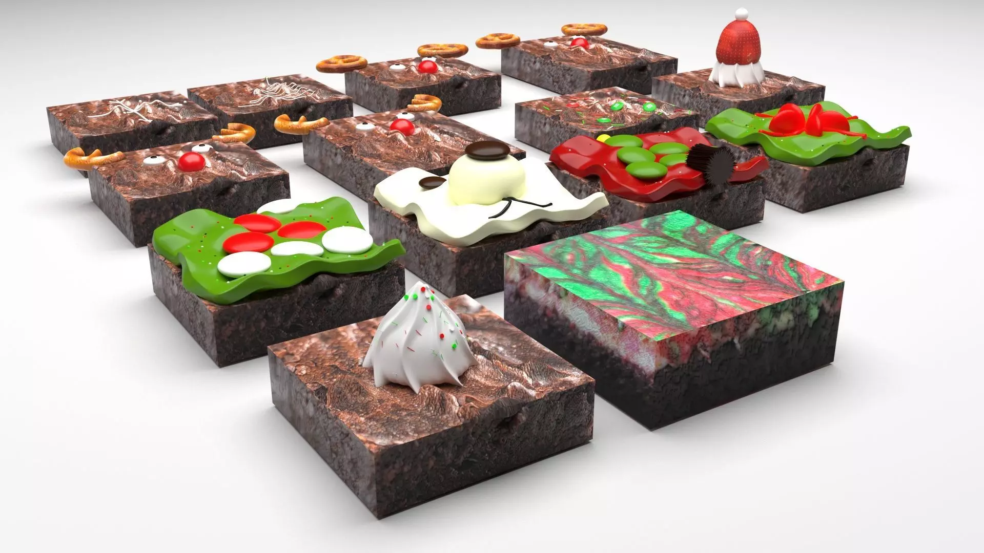 Christmas Style Brownies Set 3D model