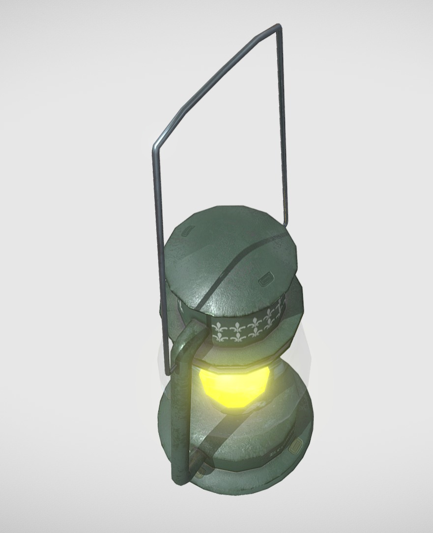 Old Low Poly Kerosene Lamp Low-poly 3D model_2
