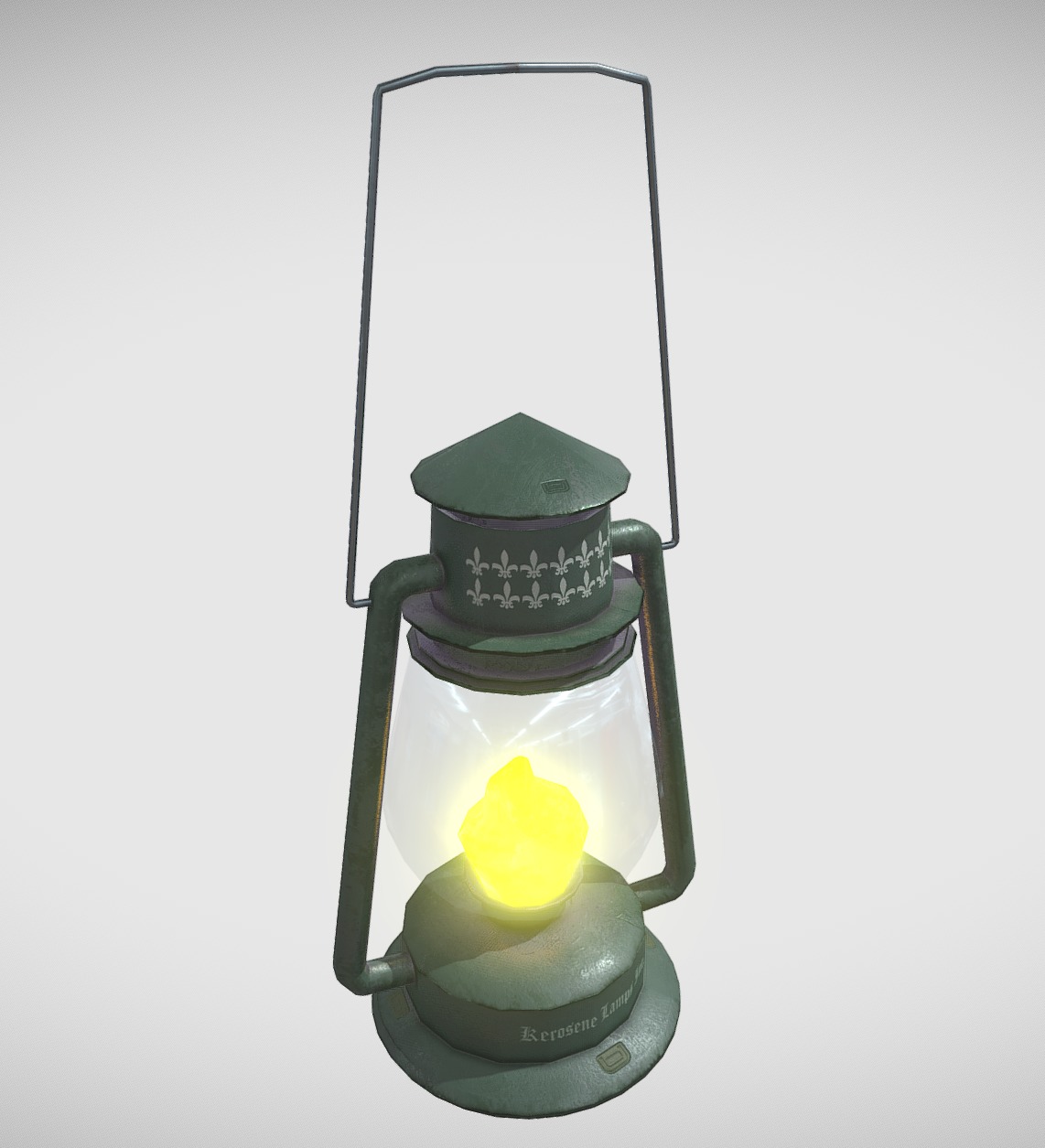 Old Low Poly Kerosene Lamp Low-poly 3D model_1