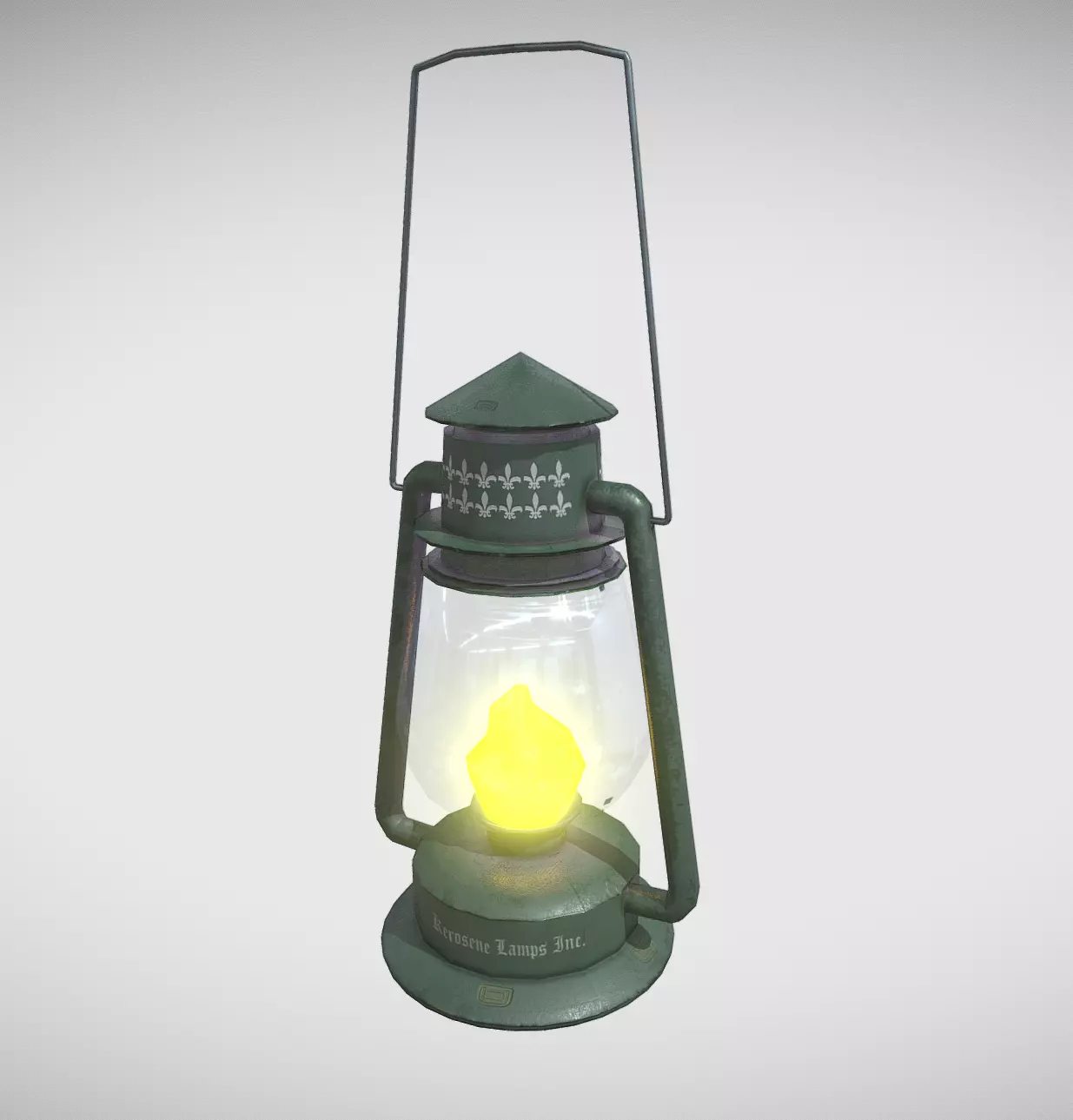 Old Low Poly Kerosene Lamp Low-poly 3D model_0