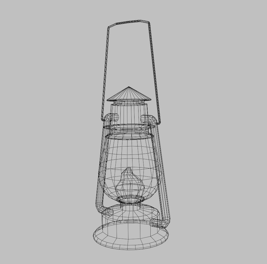 Old Low Poly Kerosene Lamp Low-poly 3D model_4