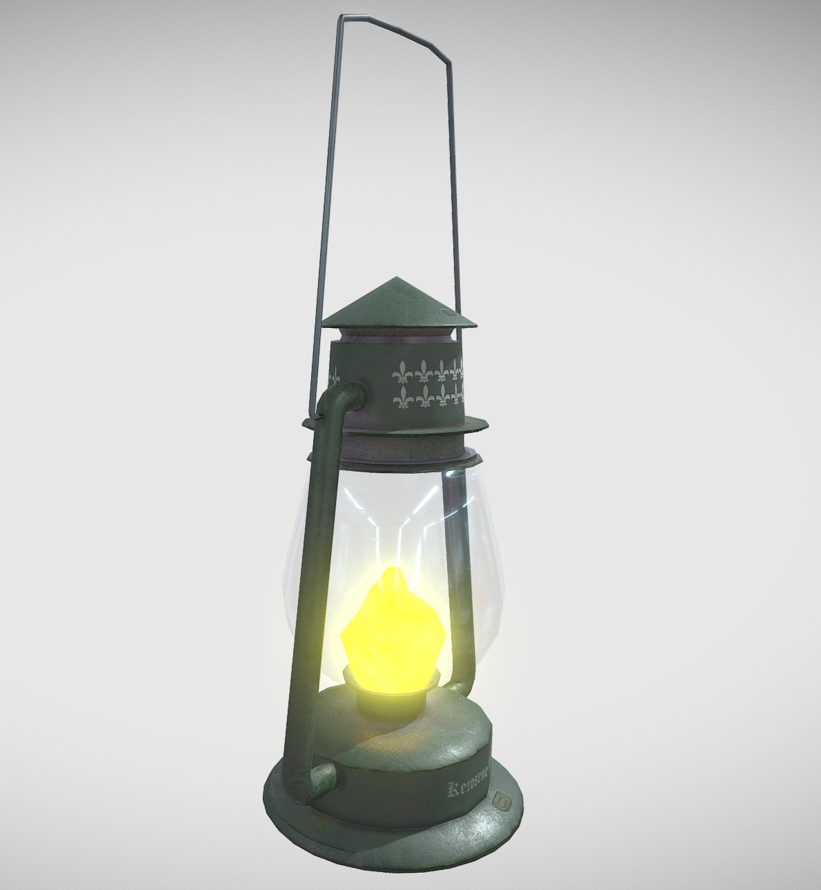 Old Low Poly Kerosene Lamp Low-poly 3D model_3