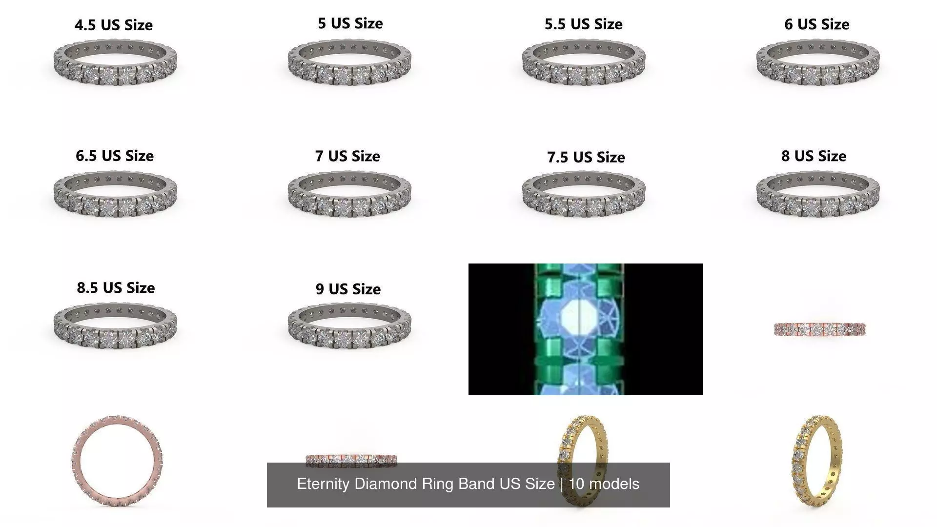 Eternity Diamond Ring Band US Size 3D Model Collection_0