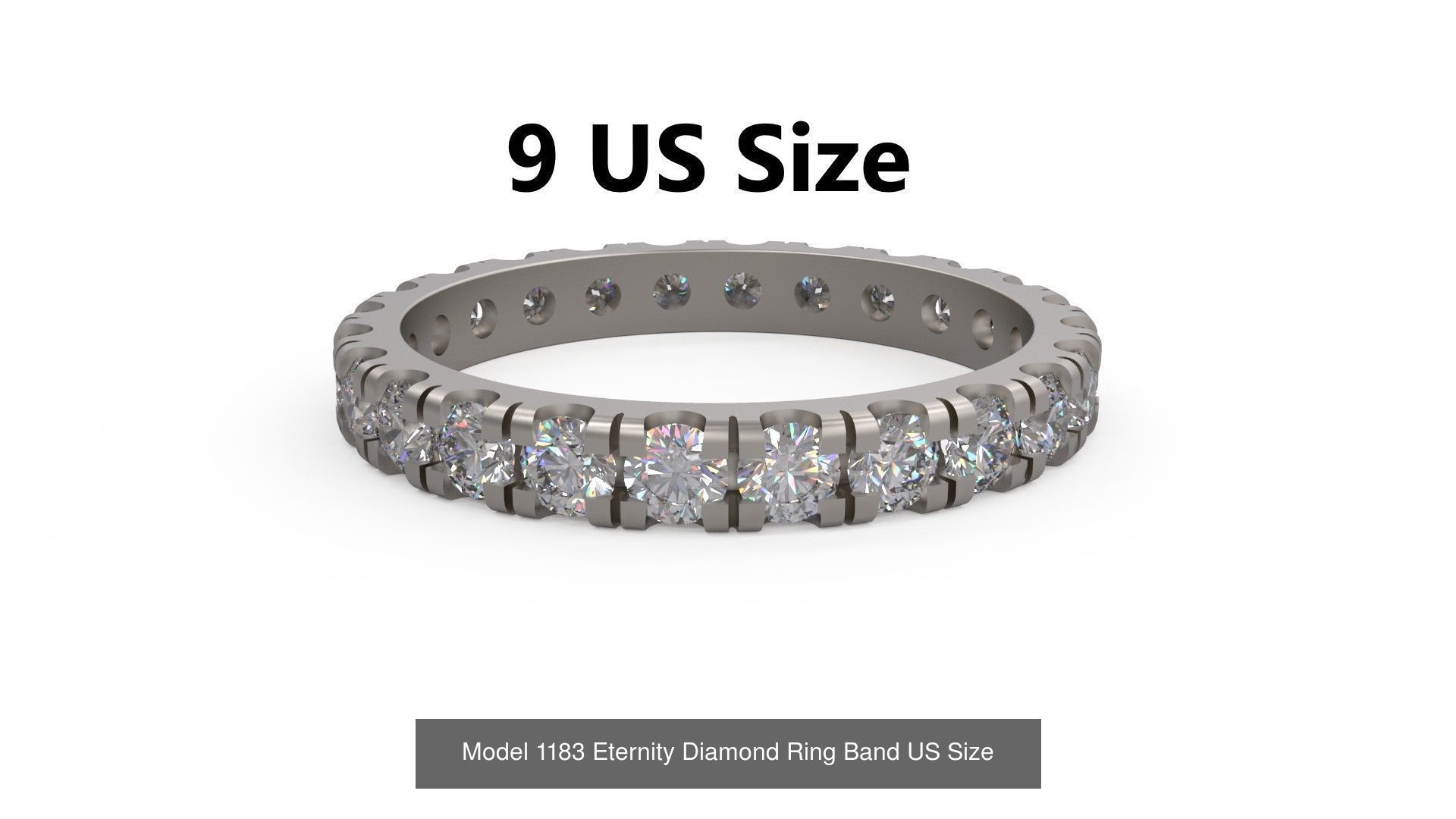 Eternity Diamond Ring Band US Size 3D Model Collection_10