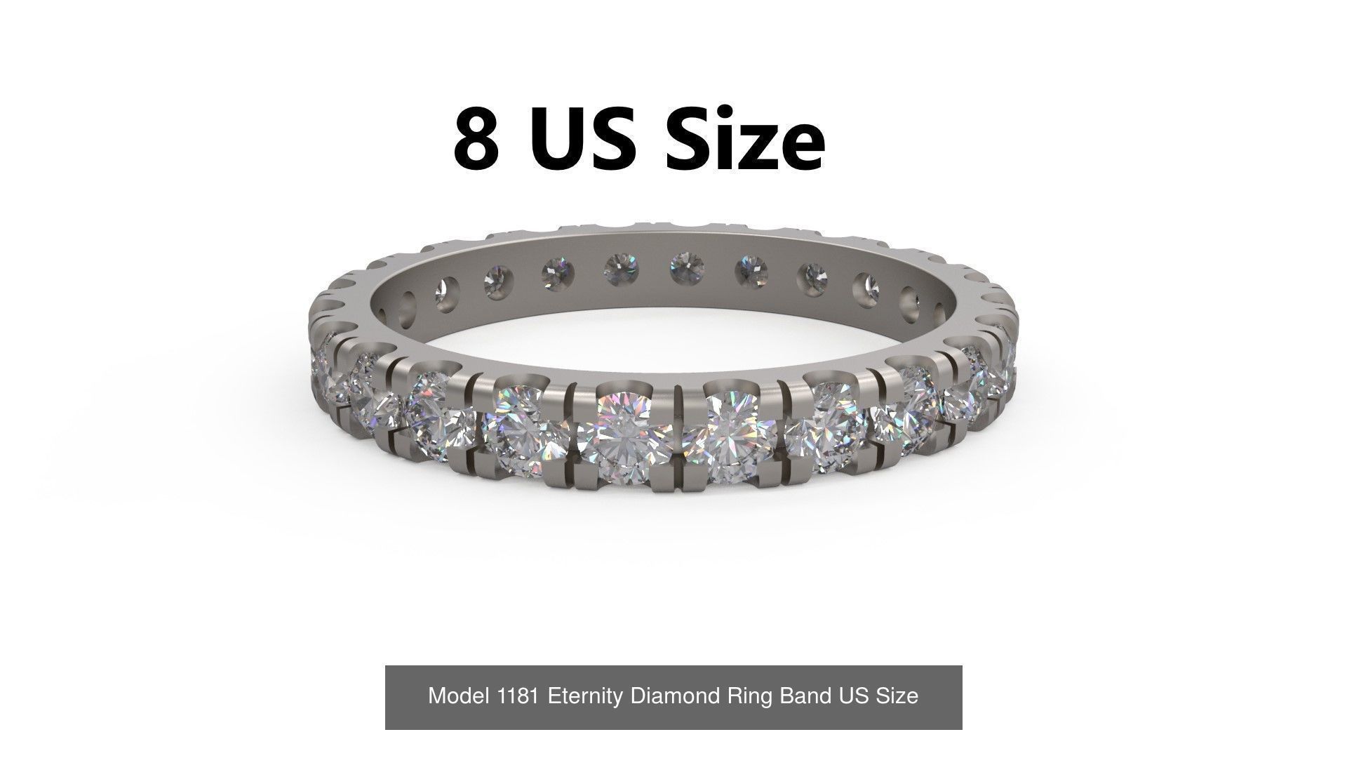 Eternity Diamond Ring Band US Size 3D Model Collection_8