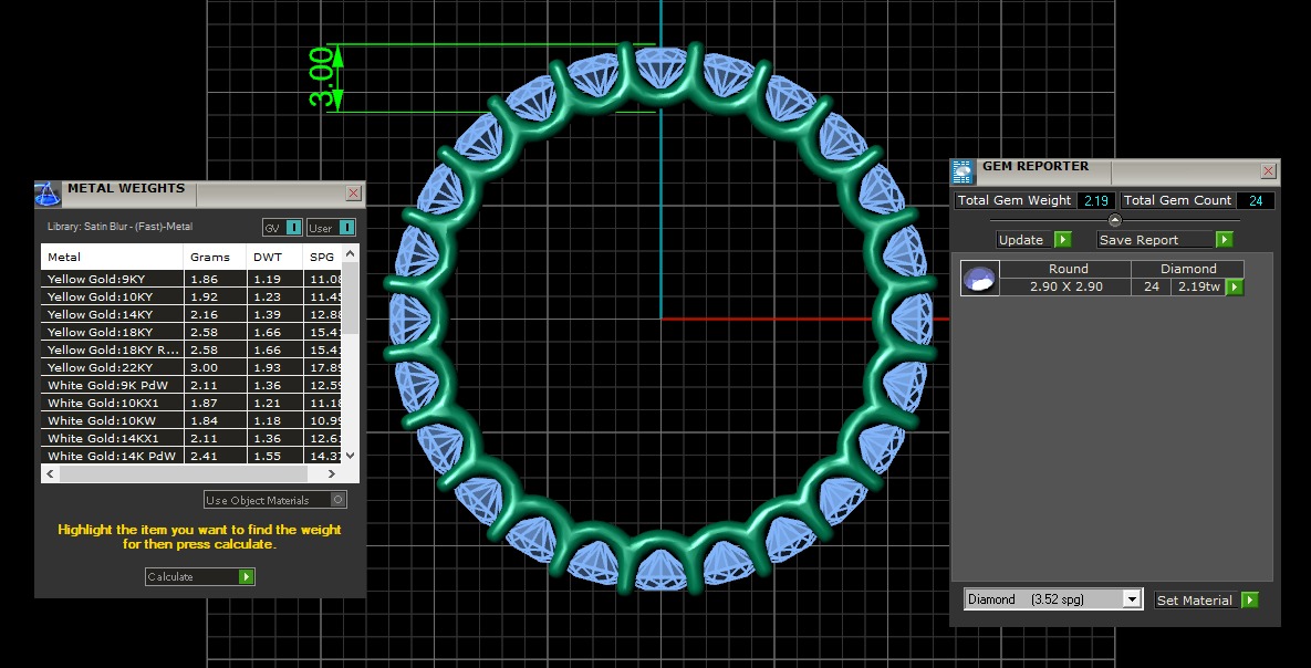 U Shaped Eternity Ring 2 point 9 mm stone size swiss 18 and EU58 3D print model_3