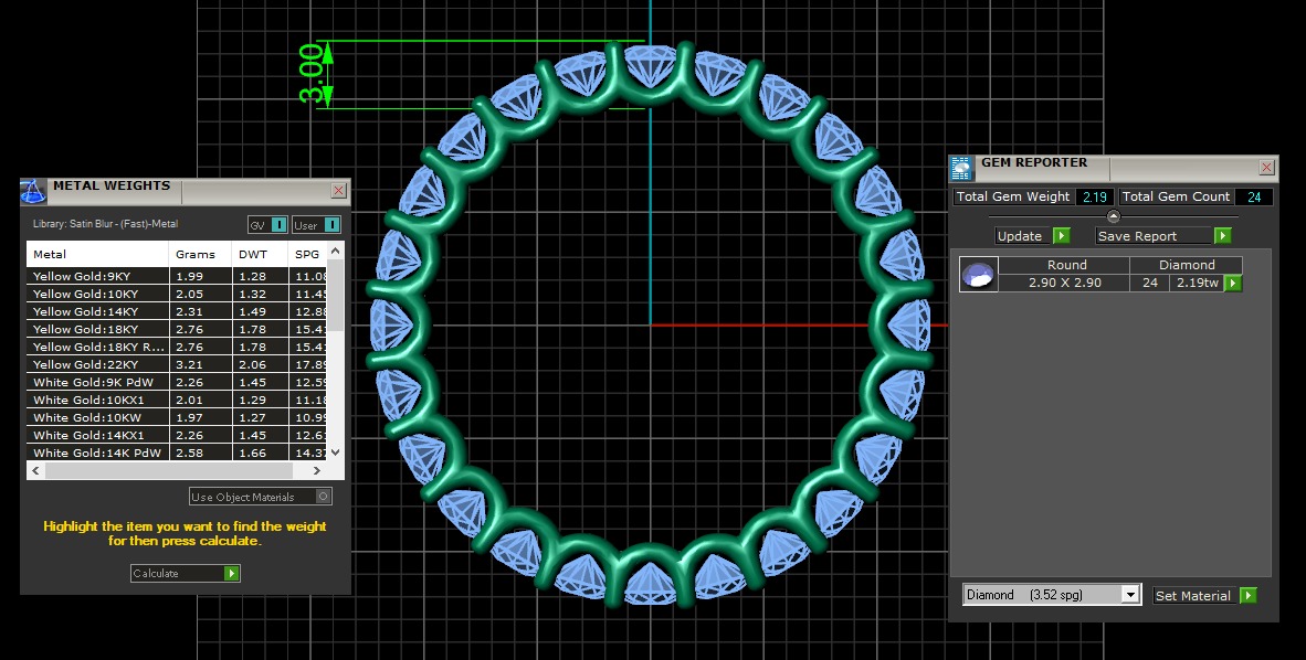 U Shaped Eternity Ring 2 point 9 mm stone size swiss 20 and EU60 3D print model_3