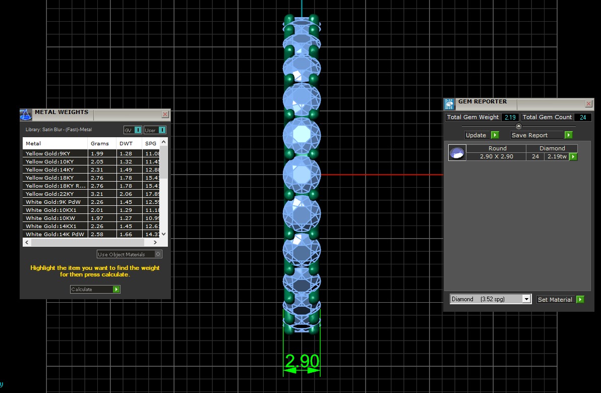 U Shaped Eternity Ring 2 point 9 mm stone size swiss 20 and EU60 3D print model_4