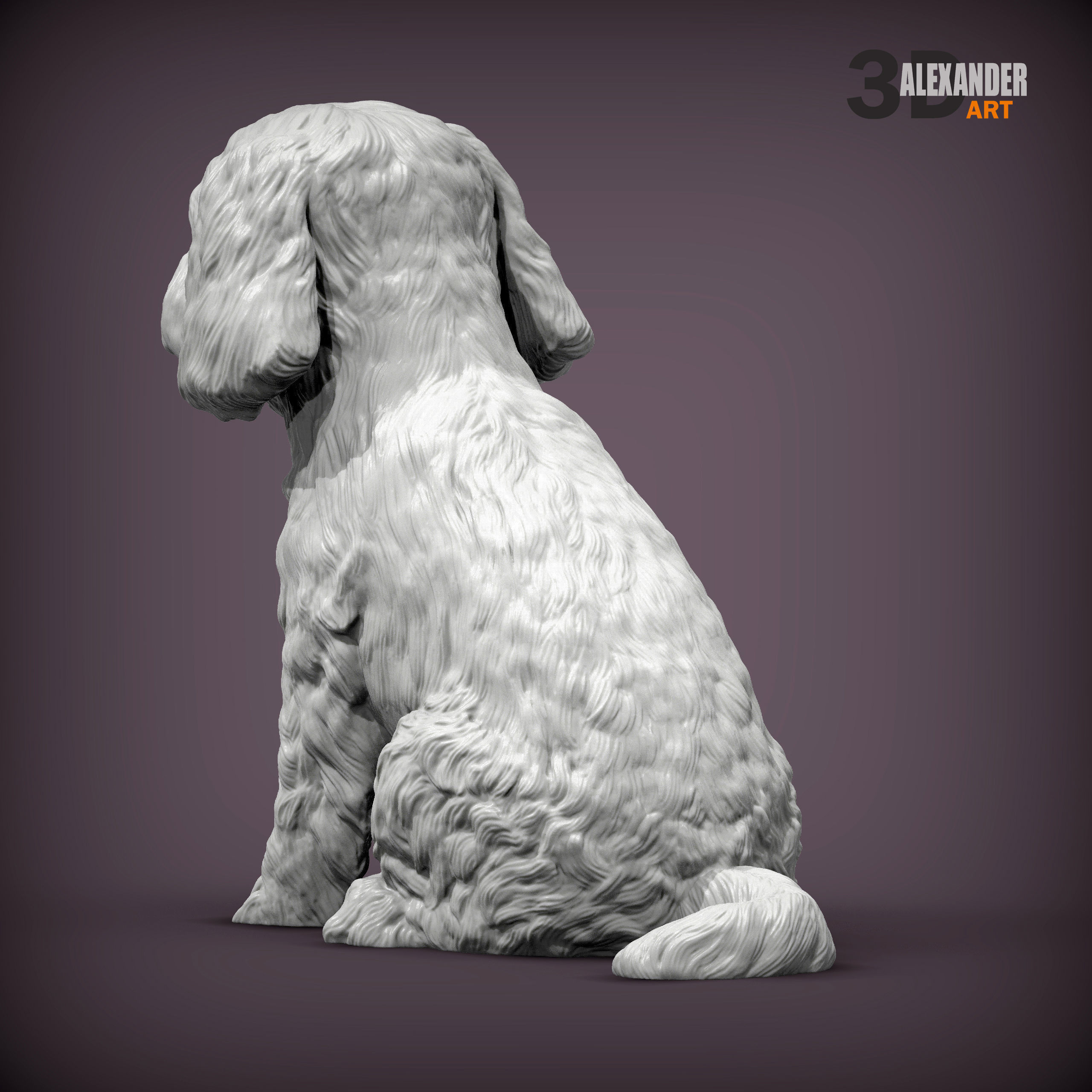 Maltese dog sitting 3D print model_4