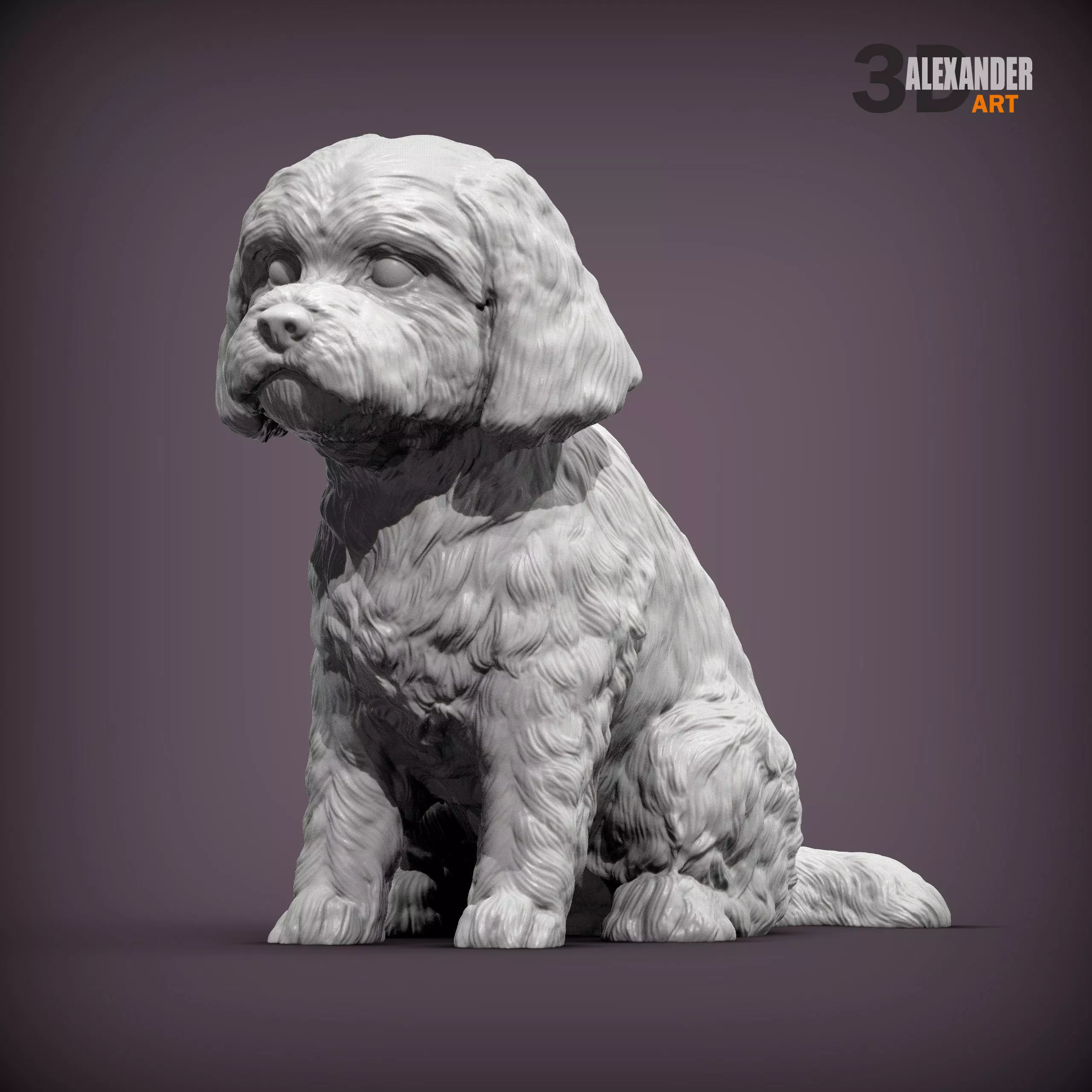 Maltese dog sitting 3D print model_0