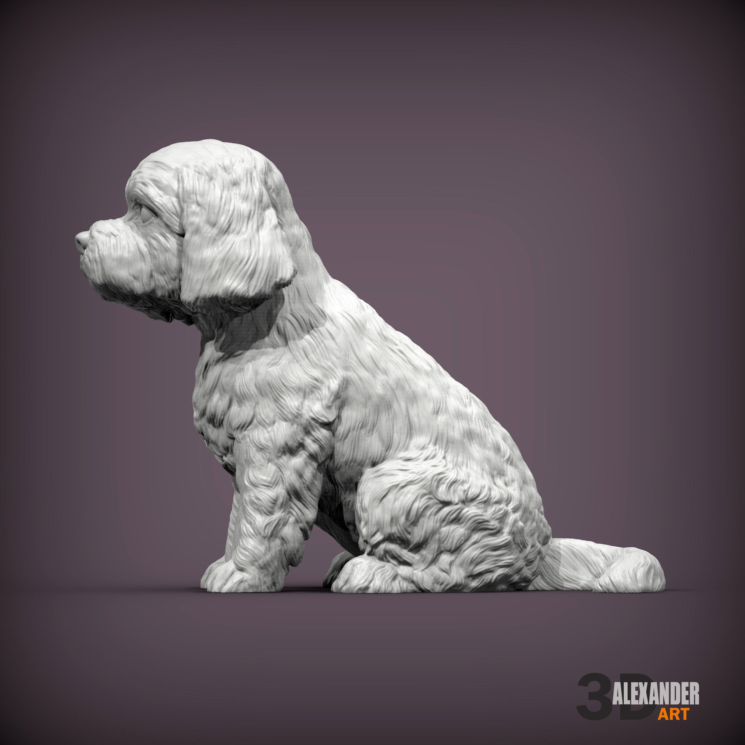 Maltese dog sitting 3D print model_1