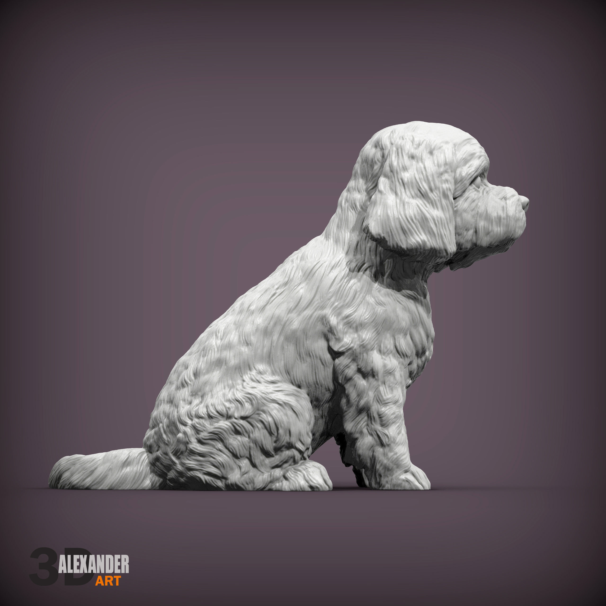Maltese dog sitting 3D print model_5