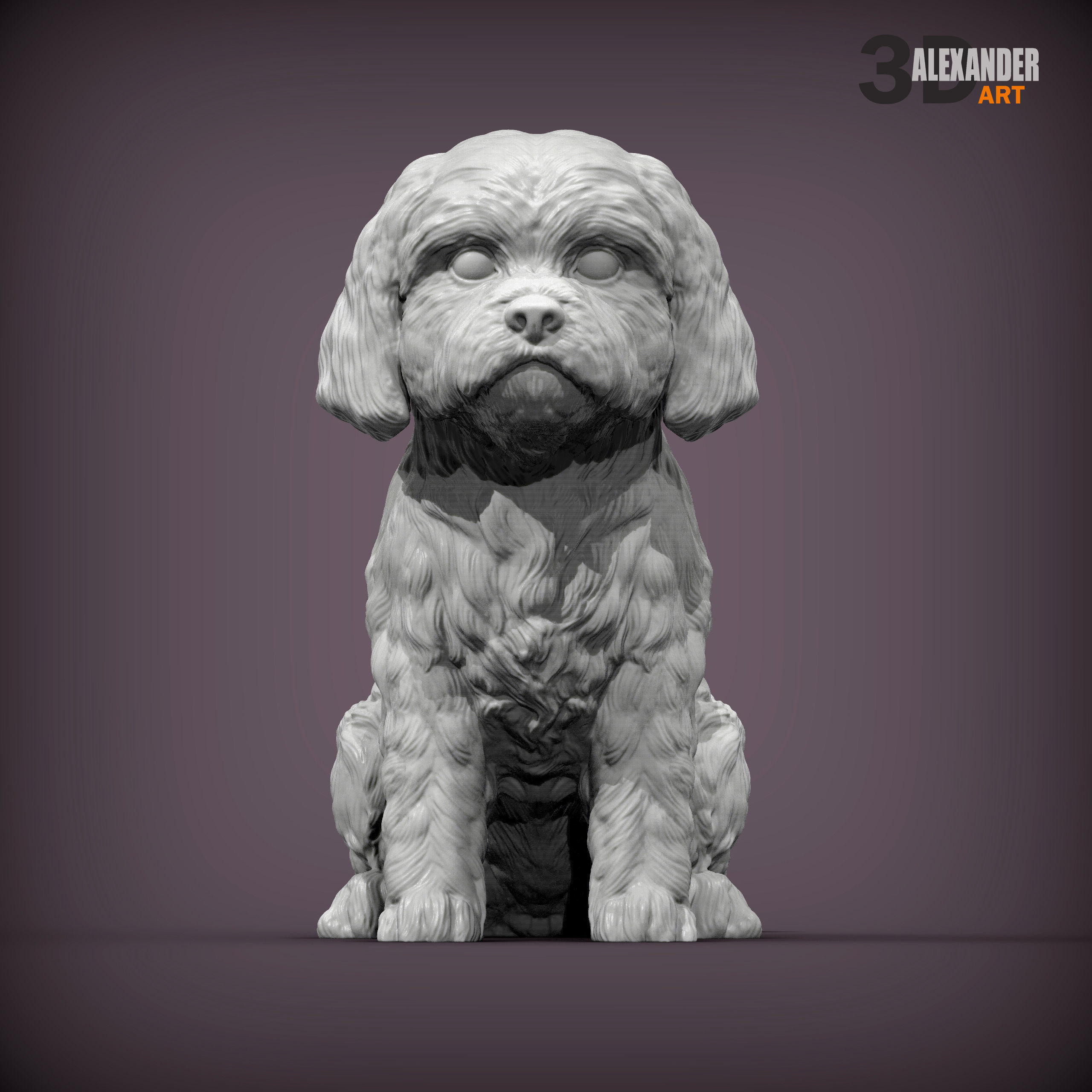 Maltese dog sitting 3D print model_3