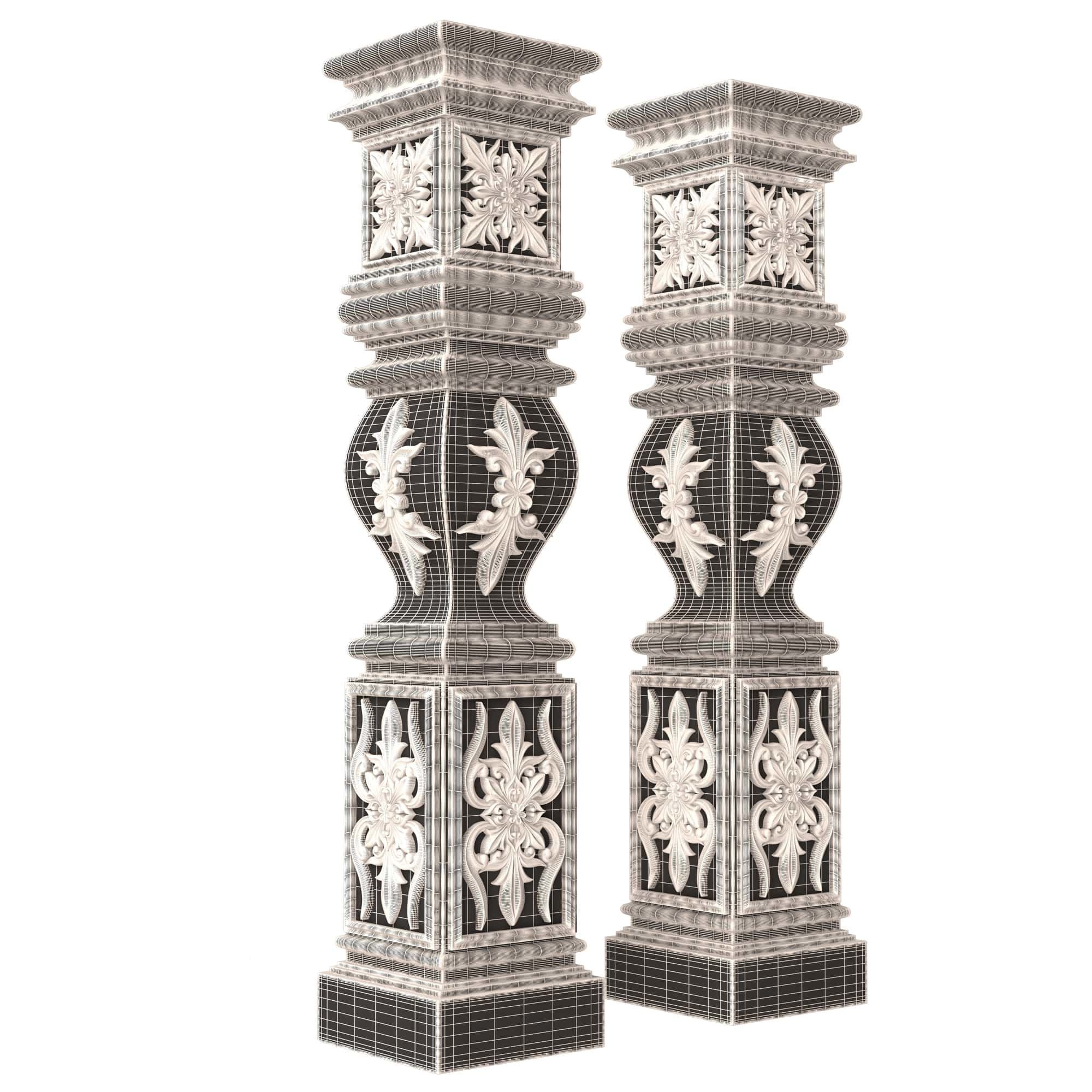 Stair Baluster 09 Low-poly 3D model_13
