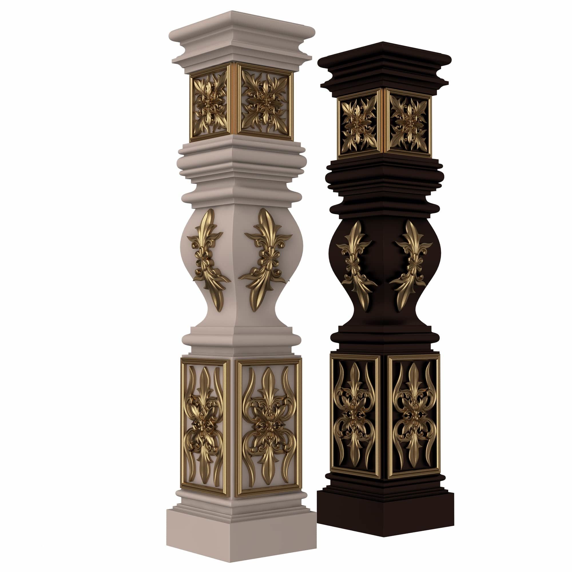 Stair Baluster 09 Low-poly 3D model_4