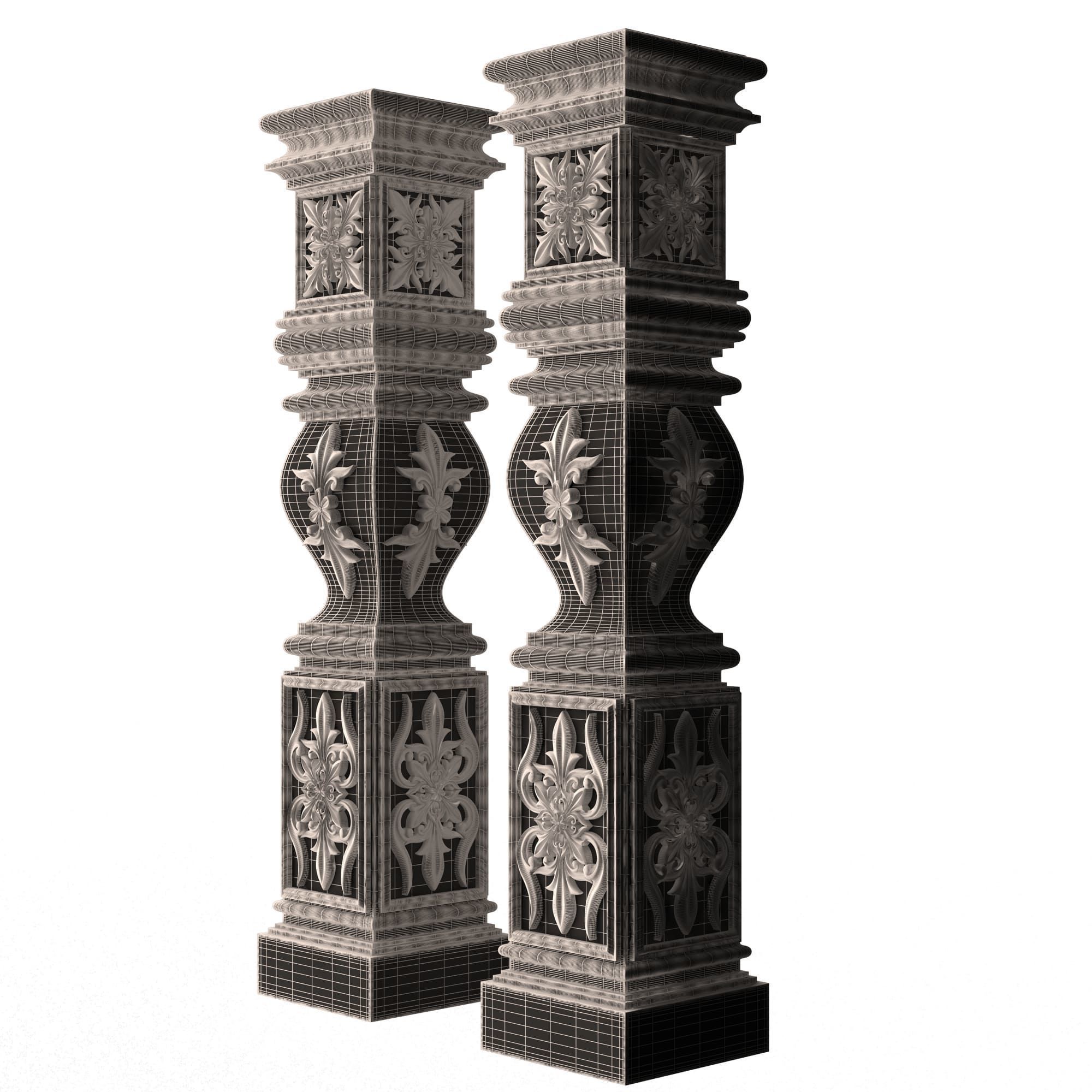 Stair Baluster 09 Low-poly 3D model_12