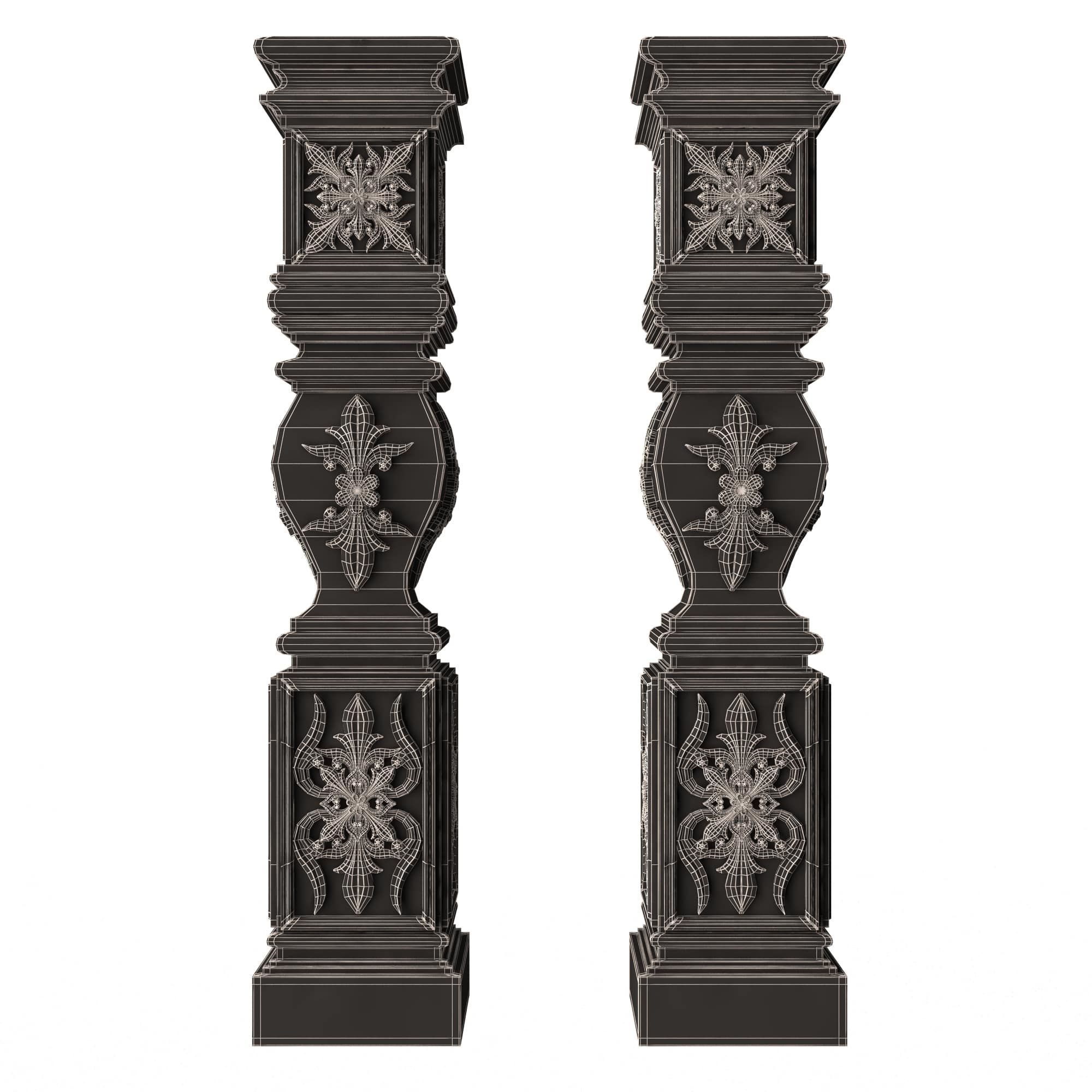 Stair Baluster 09 Low-poly 3D model_16