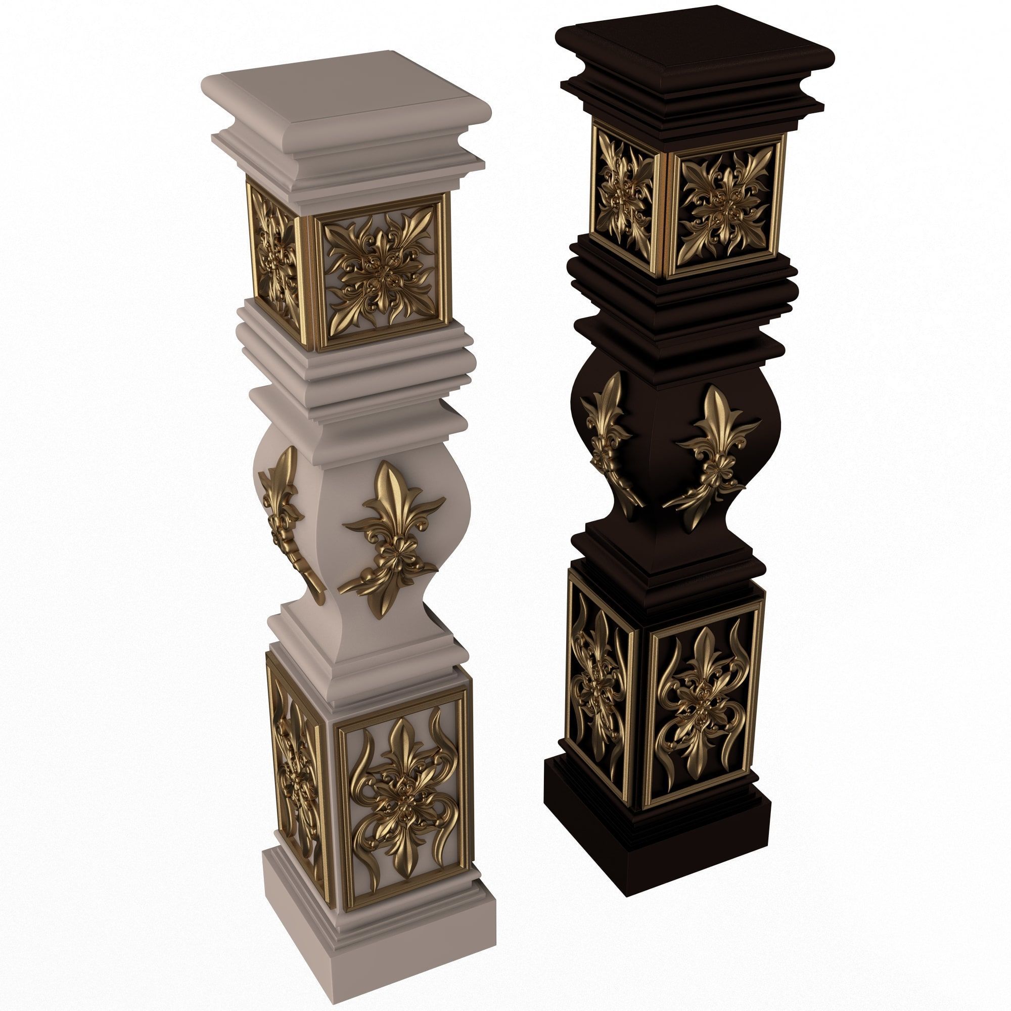 Stair Baluster 09 Low-poly 3D model_2