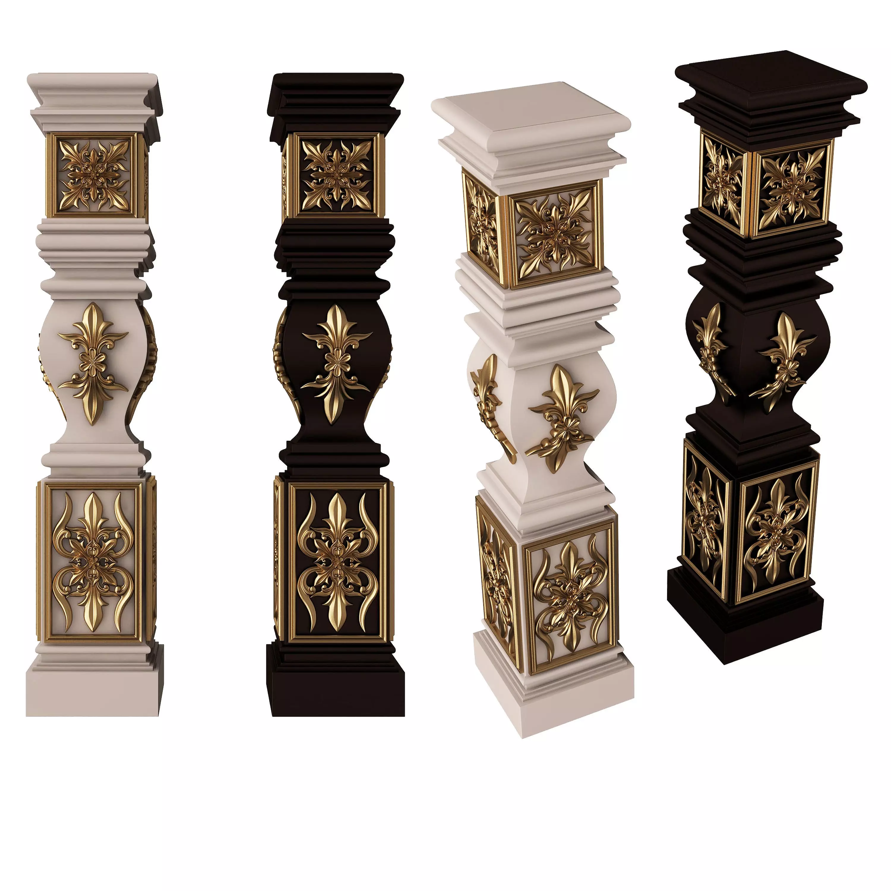 Stair Baluster 09 Low-poly 3D model_0