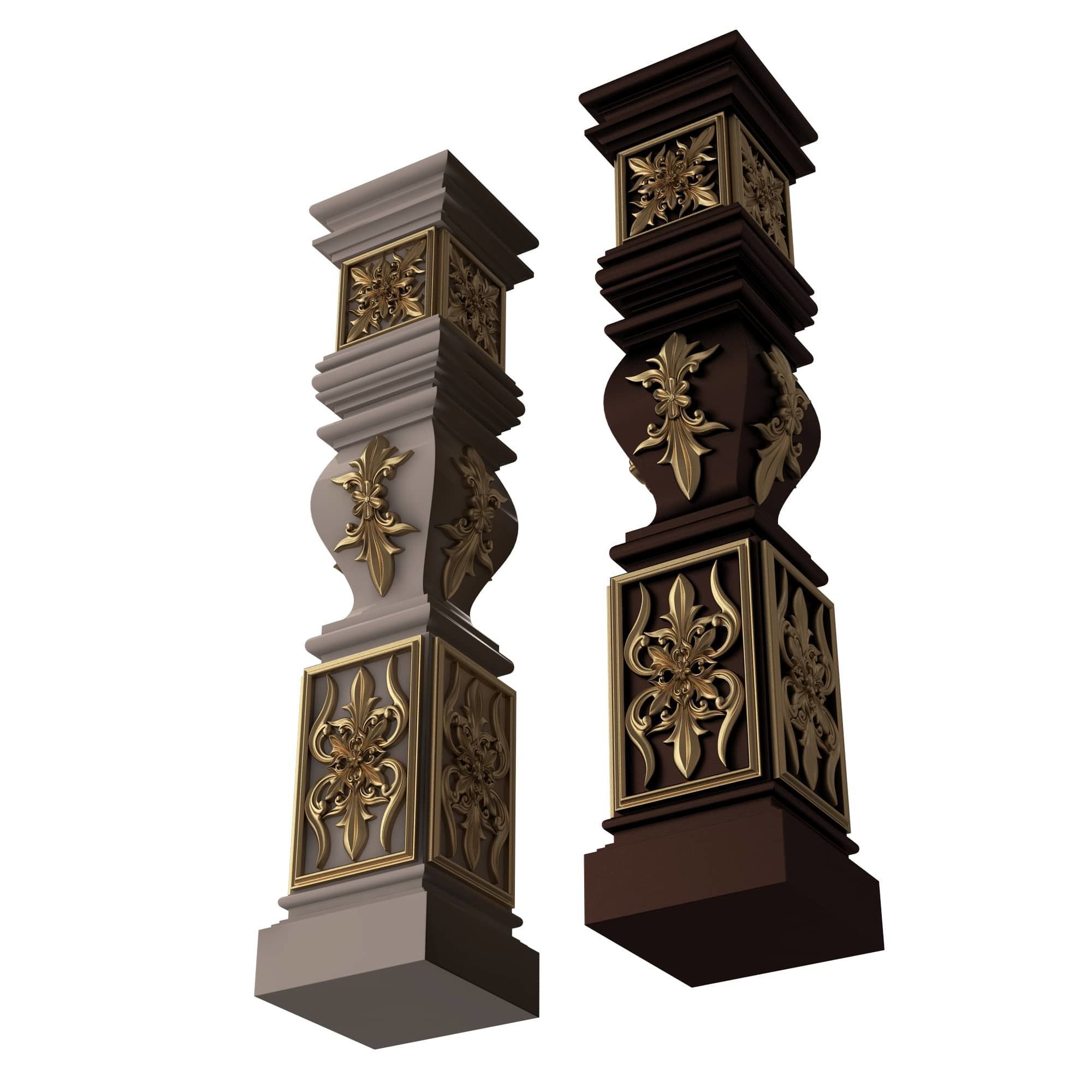 Stair Baluster 09 Low-poly 3D model_5