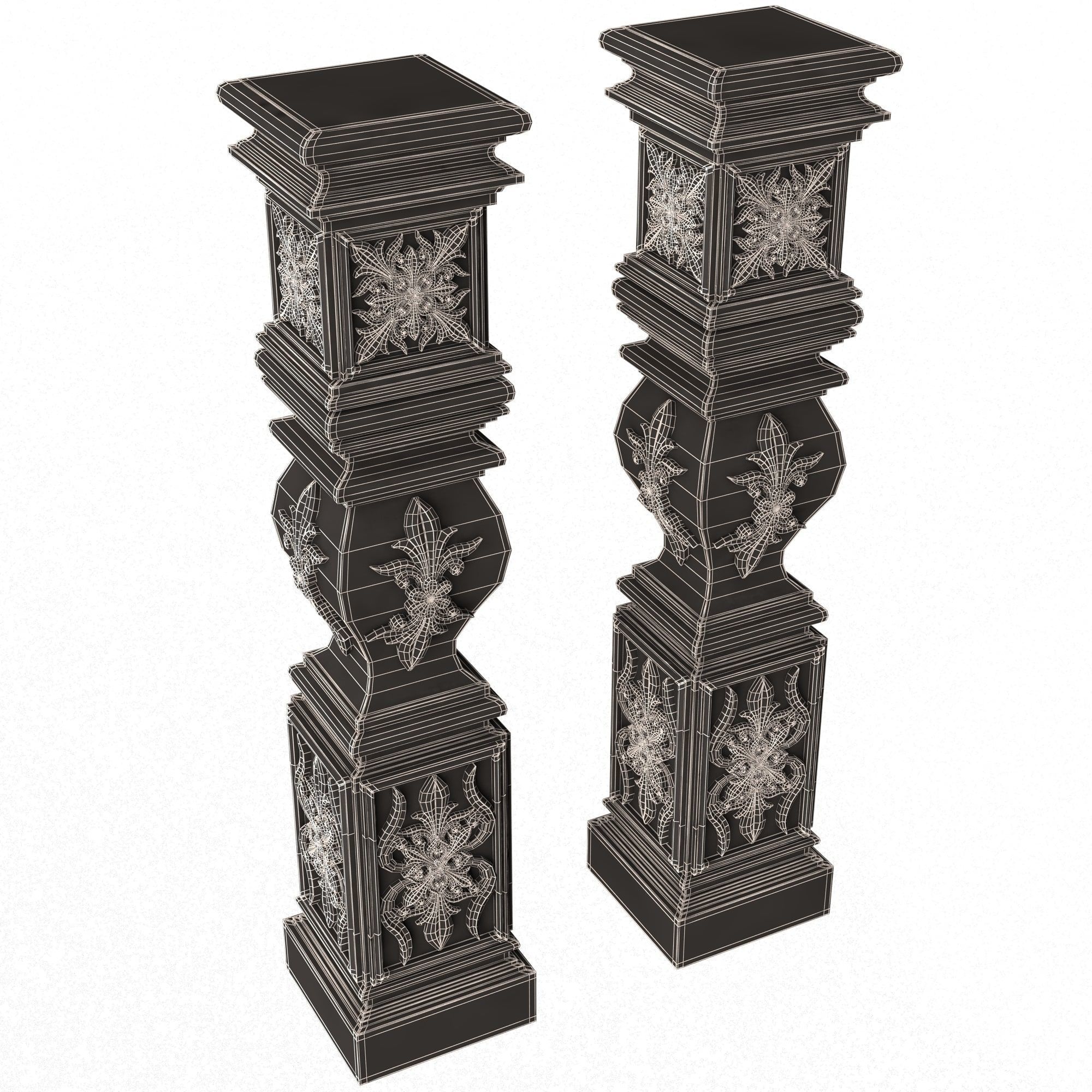 Stair Baluster 09 Low-poly 3D model_17