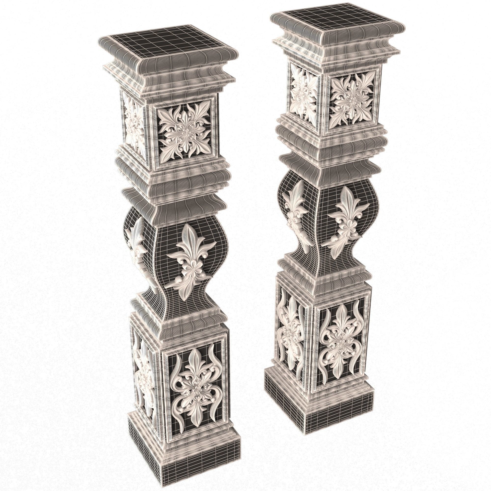 Stair Baluster 09 Low-poly 3D model_11