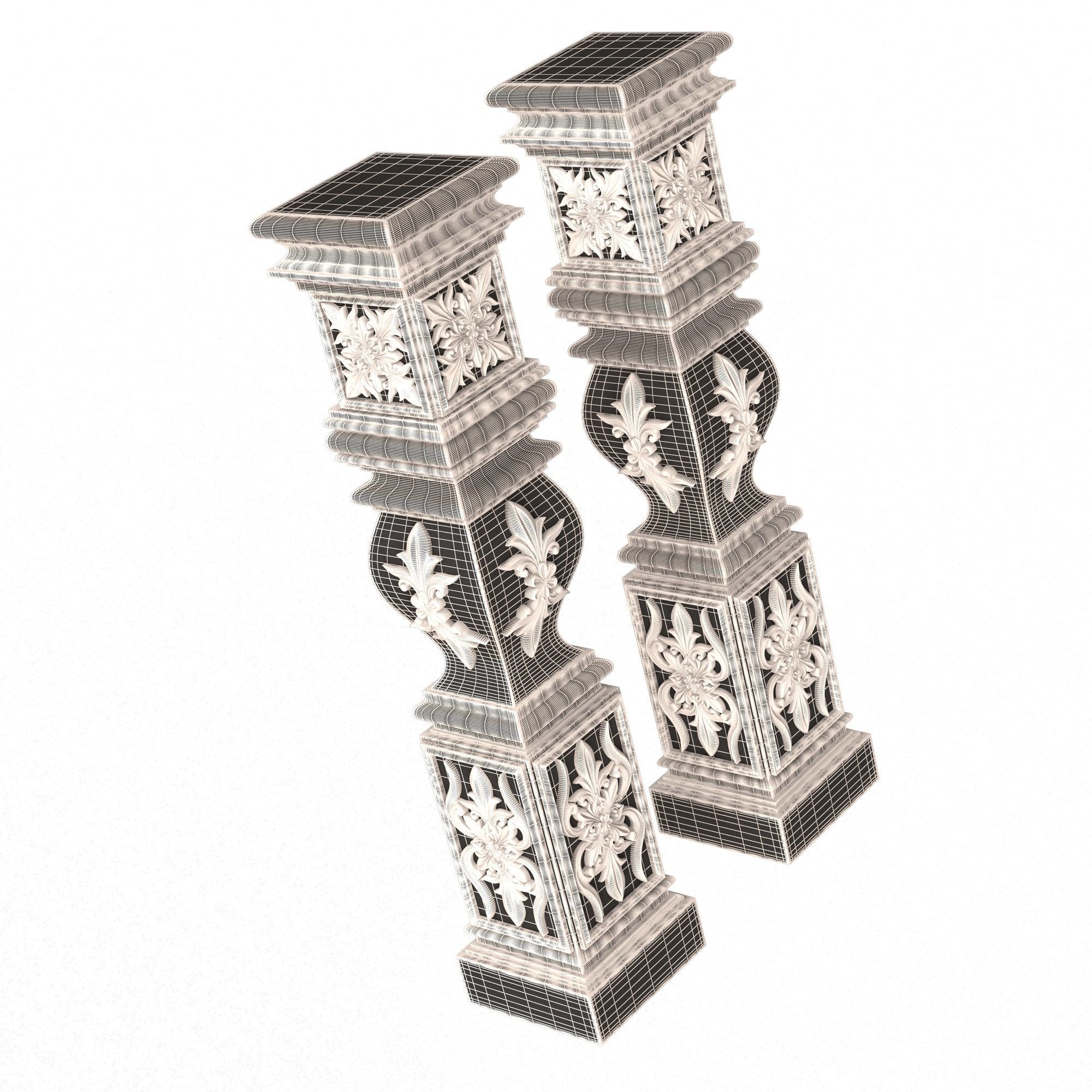Stair Baluster 09 Low-poly 3D model_15